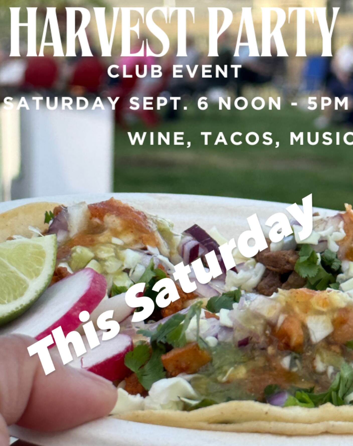 ✨ Wine Club Fam! THIS SATURDAY ✨
Noon–5 PM at Frichette
We’re excited to welcome YOU, our incredible to wine club members for a tasting, tacos and music this Saturday. This is the big Wine Club Tasting & Pickup Party and we can’t wait to celebrate together!
🍷 A special tasting flight crafted just for you
🌮 Tacos on the patio (because tacos + wine = happiness)
🎶 Live music to set the vibe (1p to 3p)
🙌 Time with the Frichette crew + fellow club members
We’re beyond grateful for your support and can’t wait to share this day with you.
🎟 Club members receive two complimentary tickets. DM us or head to our website to snag yours today!
Let’s raise a glass together this Saturday on Red Mountain.