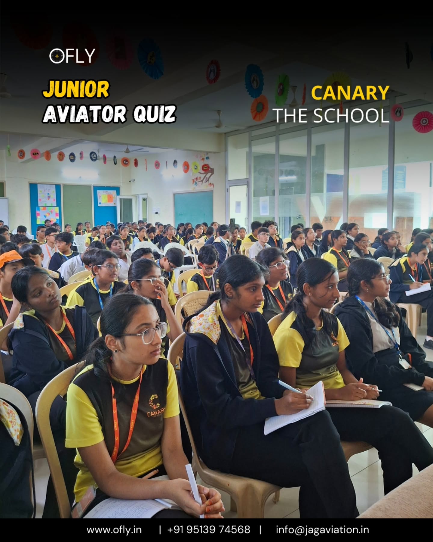 The skies above Canary, The School, Hyderabad were filled with inspiration as young minds took flight at the OFLY Junior Aviator Quiz. ✈️
Over 150 students participated in a dynamic aviation awareness session, followed by a high-energy quiz designed to spark curiosity and introduce exciting career paths in aviation. 🧠
Winners were rewarded with an exclusive experiential visit to a real-world aviation facility—offering a glimpse into the possibilities that lie ahead for the next generation of aviation professionals. 🌟
At OFLY, we believe in planting the seeds of ambition early. Here’s to nurturing future pilots, engineers, and innovators. 🛩️✨
#OFLY #JuniorAviatorQuiz #AviationAwareness #STEMEducation #FutureAviators #EducationMatters #AviationCareers #ExperientialLearning #CanarayTheSchool #Hyderabad #YouthInAviation