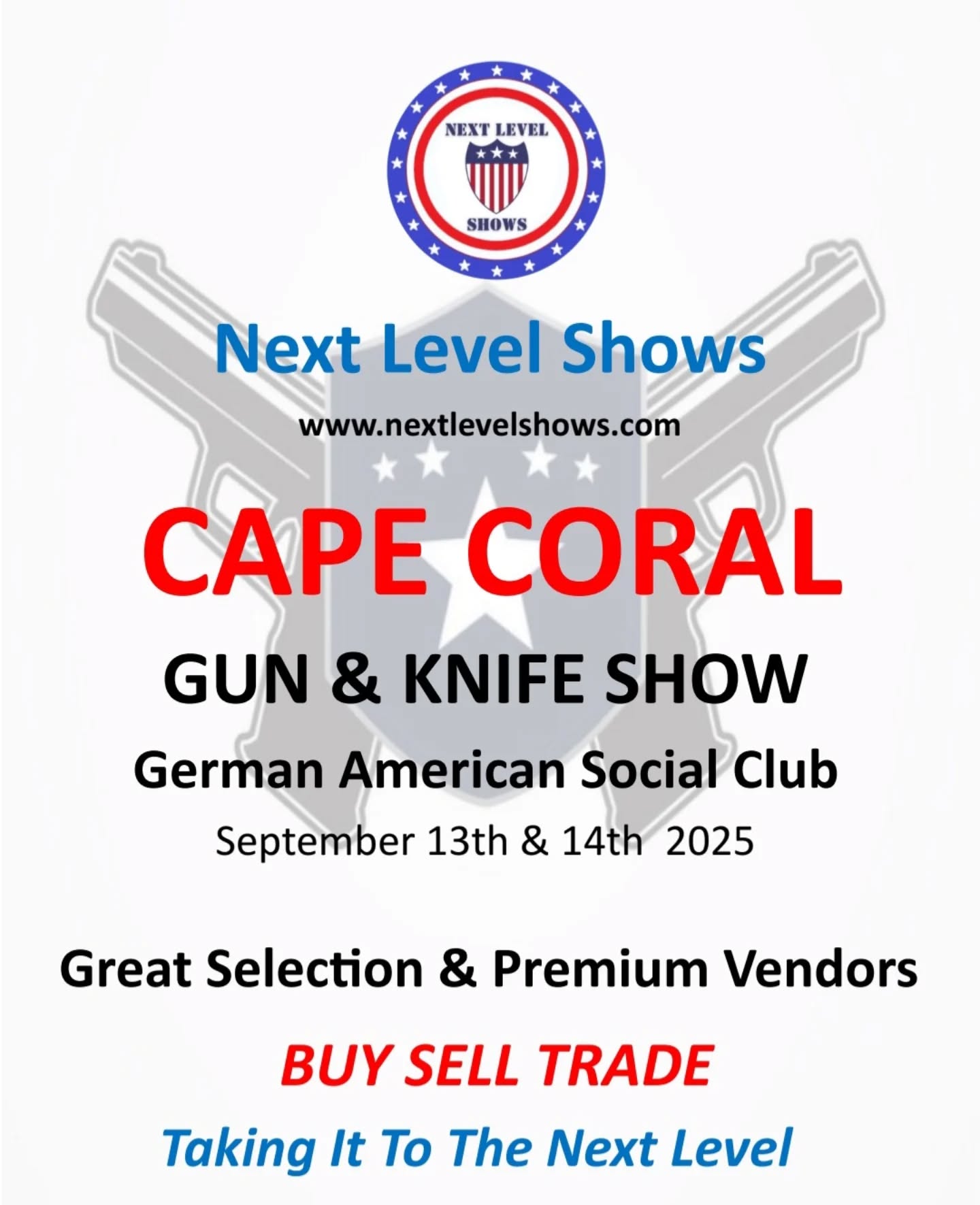 Cape Coral. We will be there soon. Florida's PREMIUM VENDORS are coming also.