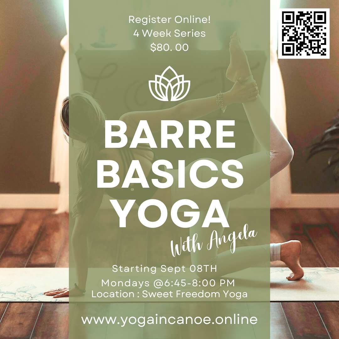 ✨ Barre Basics Yoga Series is baack at Sweet Freedom Yoga 💪🍑🔥
Strengthen your body and mind, and enhance your mobility in this beginner-friendly fusion of yoga, barre (ballet), and Pilates. Expect a playful yet mindful flow using a ballet barre, focusing on core stability, posture, and flexibility. No dance experience required—just bring your willingness to move, breathe, and have fun!

Starts: Monday, September 8
Class Length: 1 hr 15 mins (75 min)
When: Mondays | 6:45–8:00 PM (approx. 75 min)
Price: $25 per class • $80 for the full 4-week series !
Location: Sweet Freedom Yoga Studio, Salmon Arm, BC
Spots are limited—secure yours by registering online! QR CODE OR LINK IN BIO
#BarreYoga #BeginnerFriendly #YogaPilatesFusion #SweetFreedomYoga #SalmonArmWellness