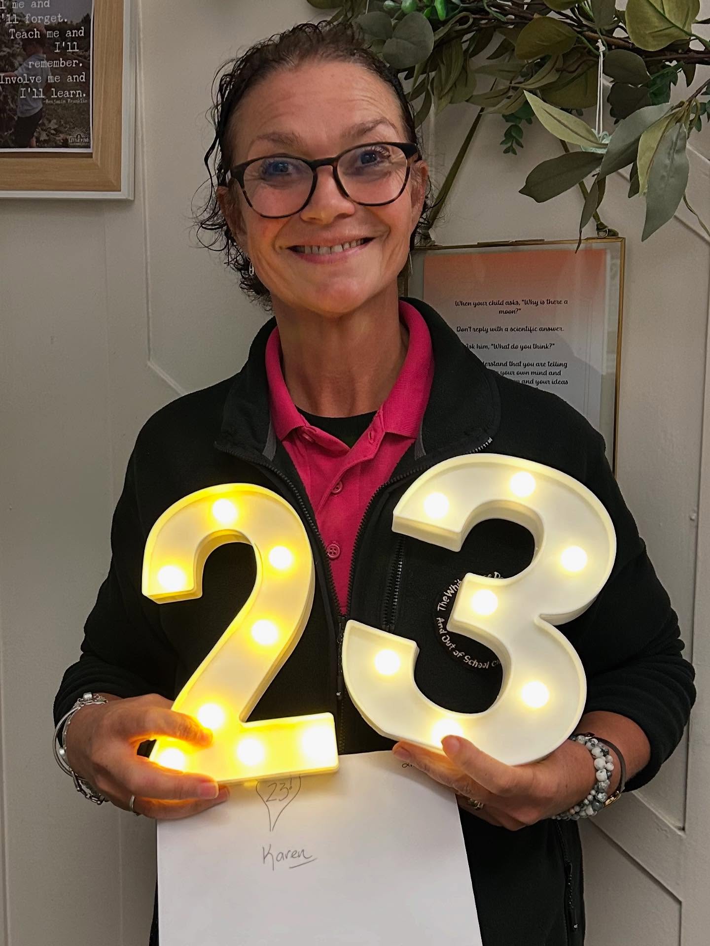 Look who’s been here a HUGE 23 - yes 23 - years. Congratulations Karen such an integral part of The White House family 🥳🥳2️⃣3️⃣🥳🥳#westbridgford #independent #nursery #est1988 #thewhitehousedaynursery #underfundedchildcare #earlyyearseducation  #openendedplay #earlyyears #play #curiosity #letthemplay #outdoors  #ndna #learningthroughplay #milliesmark #birthtofivematters #earlyyearsoutdoors #milliesmark  #2025 #september #keepingchildrensafe 
#aweandwonder #autumn #workanniversary #23