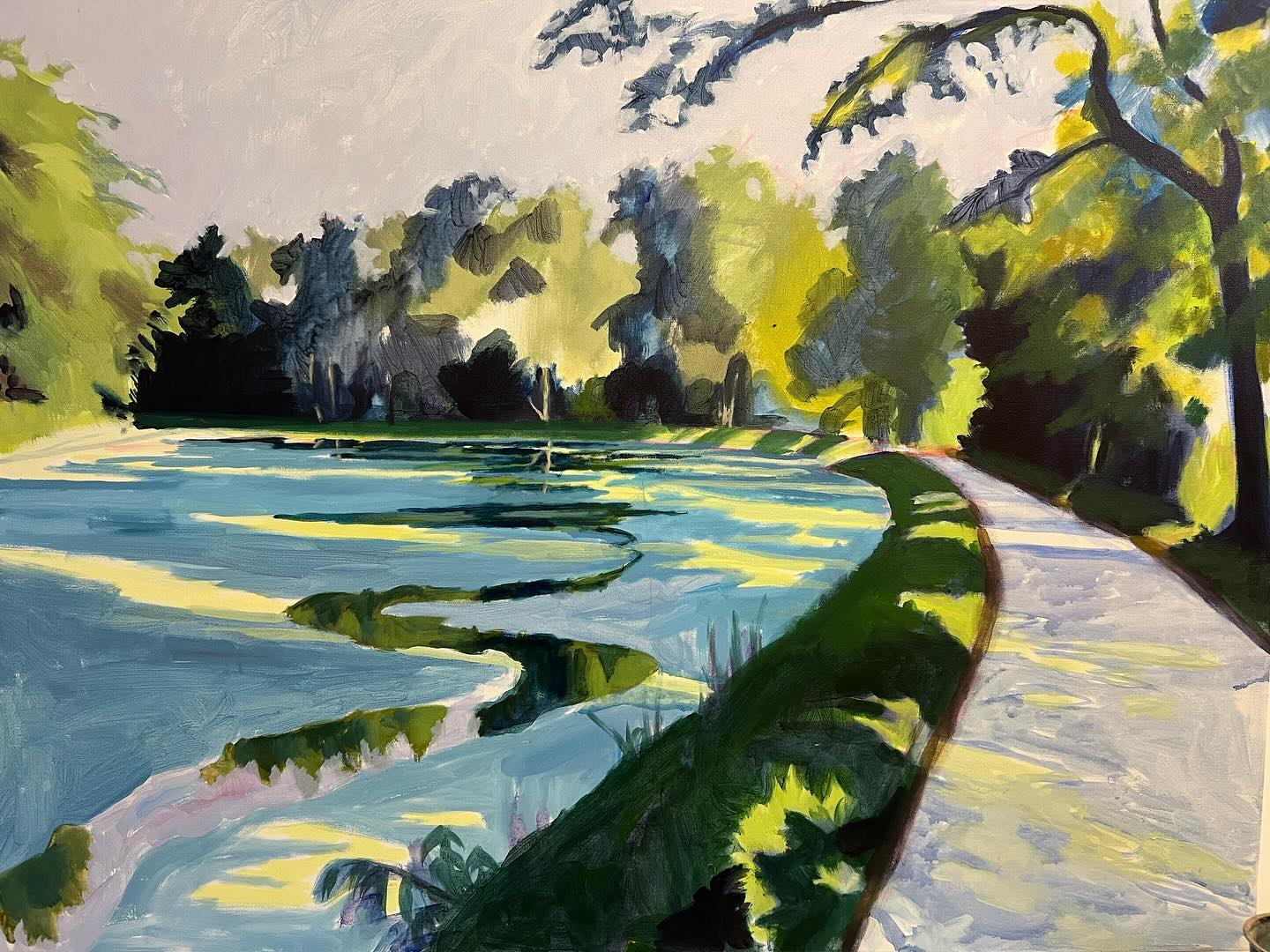 I started a new Canal painting.  This is the first one in 5 years, and no grids!  Reacquainting myself with an old friend.