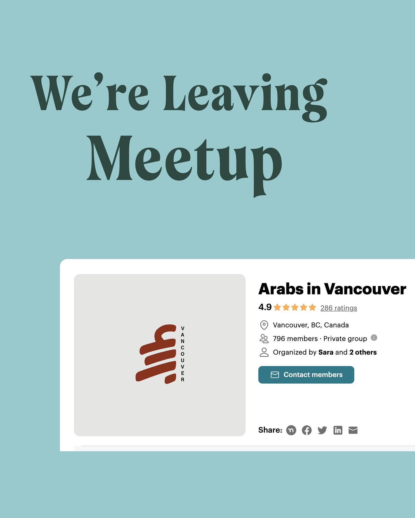✨ Big News ✨
After 6 years on Meetup, we’re officially saying goodbye to the platform. Our last day will be October 2nd, 2025.
Our very first event was announced there on September 12, 2019, and since then we’ve:
🌟 Welcomed 800+ members into our community
🌟 Received 286 reviews with a 4.9 stars
🌟 Hosted 160+ events (and made it through COVID together!)
🌟 Watched countless friendships form
We’re so grateful for getting our start on Meetup. But the truth is, the platform has its limitations and has become financially demanding for us. It’s time to move forward in a way that allows us to keep growing and focusing on what really matters: bringing you events and meaningful connections.
👉 From now on, you’ll find all our updates and event announcements right here on Instagram, and tickets will be available directly through our website www.ArabsVan.ca.
Thank you for being part of this journey so far — and here’s to all the adventures ahead ✨