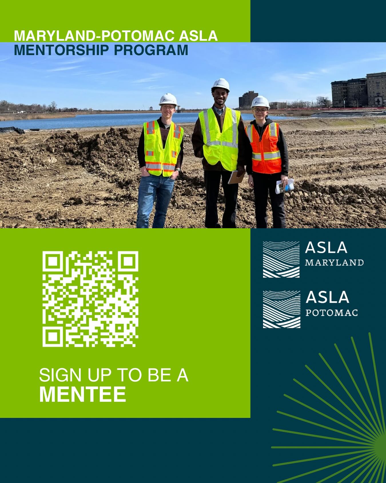 Mentee applications for the Maryland - Potomac ASLA Mentorship Program are now open through September 16! Use the QR code or the link in @asla_md bio to register.
By completing the questionnaire, students provide valuable information that helps us match them with a suitable mentor. Once a match is made, students will receive an email with details.
Please note: While we aim to pair every student, priority will be given to those in their final years of study due to the limited number of mentors available.