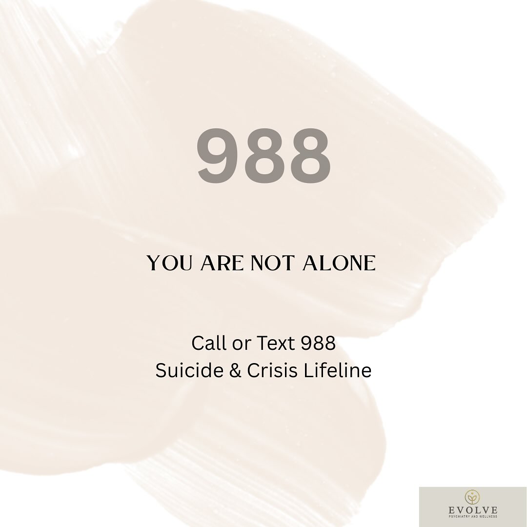 Today, on Suicide Prevention Awareness Day, we pause to remind you: you are not alone.
If you or someone you love is struggling, dial 988 ā the Suicide & Crisis Lifeline is available 24/7, free, and confidential.
Your life matters. Your story matters. Hope is always within reach. āØ
At Evolve Psychiatry & Wellness, we are here to walk alongside you on your journey toward healing and wellness.
š394 Williamstowne, Suite 302, Delafield, WI
š (414) 531-2933
š evolvepsychservices.com
#SuicidePrevention #988Lifeline #MentalHealthAwareness #YouAreNotAlone #EvolvePsychiatry #HopeAndHealing #delafieldwi