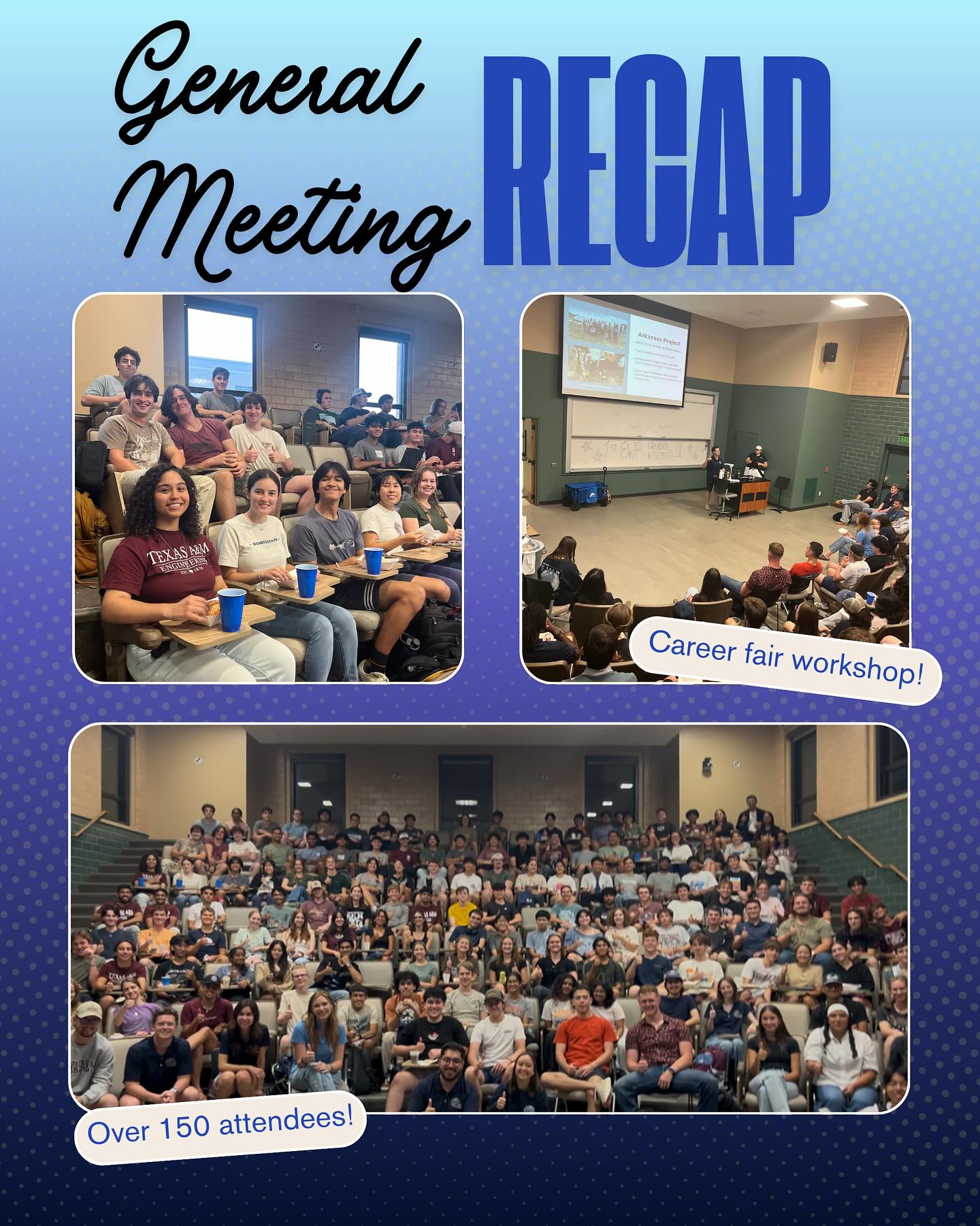 Thank you to everyone who came to the General Meeting last night!! We had an amazing turnout with over 150 attendees! We can’t wait to get this semester started and we hope to see everyone again at our upcoming events. Don’t forget to join the GroupMe to follow updates on events and project meetings/announcements. See you all again soon!!