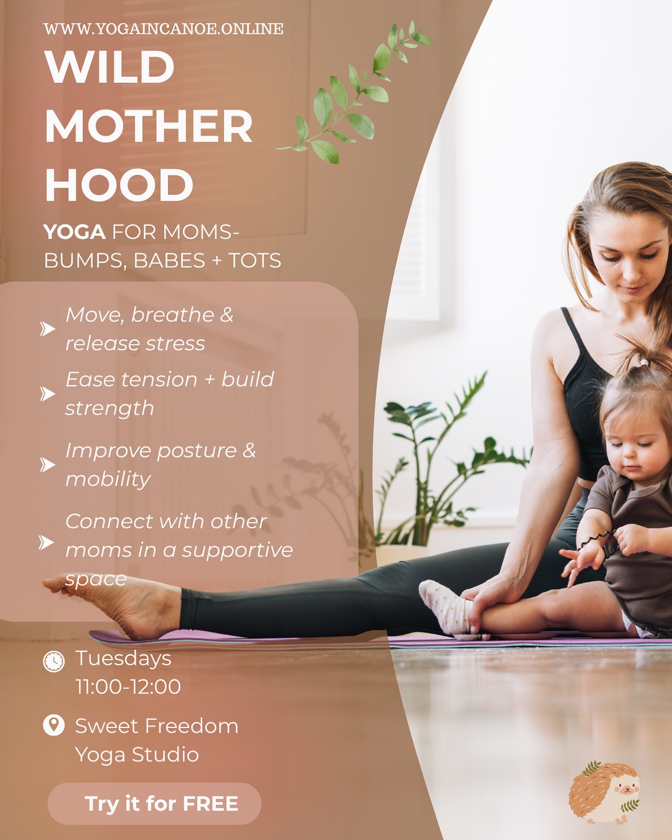 🌸 Mamas, this is for YOU. 🌸
Are you craving…
✨ A supportive, non-judgmental space with other moms?
✨ A way to ease tension, release stress & feel strong again?
✨ Time to move your body while your little one tags along?
Join us for Wild Motherhood Yoga – for bumps, babes + tots!
Together we’ll move, breathe, and build community while supporting your body through motherhood.
🗓 Tuesdays | 11:00 AM – 12:00 PM
📍 Sweet Freedom Yoga Studio
💜 First class is a free mingle session
🎟 Punch passes available
🌐 Register online – link in bio
#WildMotherhoodYoga #PostnatalYoga #PrenatalYoga #MomLife #YogaForMoms #CommunityForMoms #SweetFreedomYoga #ShuswapMoms #YogaWithBabes