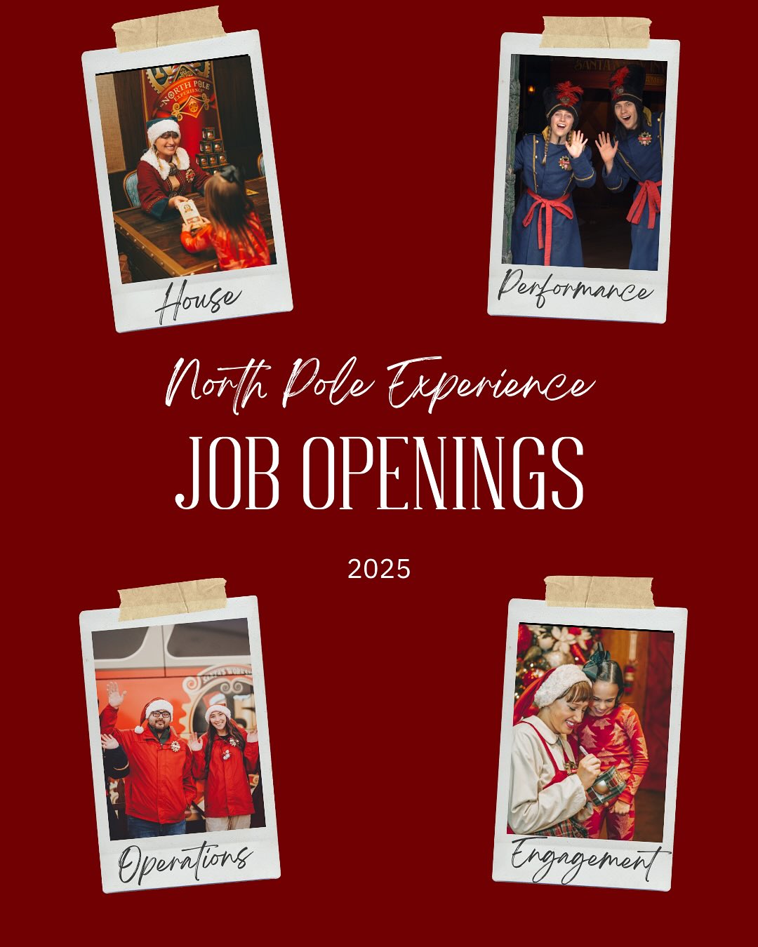 The North Pole Experience is Hiring! 🎄✨
We have four departments; House, Engagement, Performance, and Operations. Learn more about each role we offer today!💰 Pay starts at $18/hour
Apply now at www.NPXCasting.com
#NorthPoleExperience #NowHiring #ChristmasJobs #HolidayMagic #NPX2025 #flagstaffjobs #CastingCall #spreadthecheer