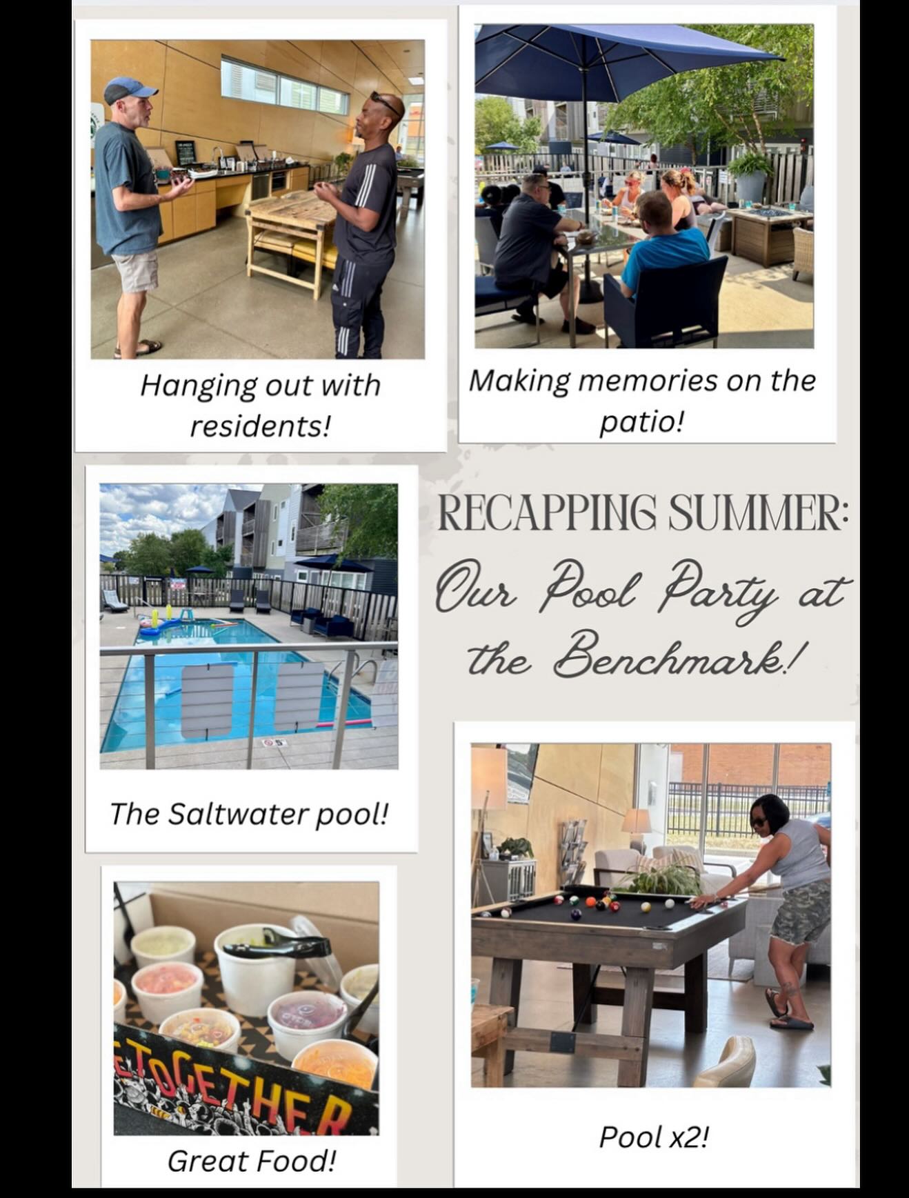 We love spending summer with our residents! Only four units left! Apply now at the link in our bio! Stay cool with us at the Benchmark Apartments!
#apartments #pool #saltwaterpool #thebenchmark