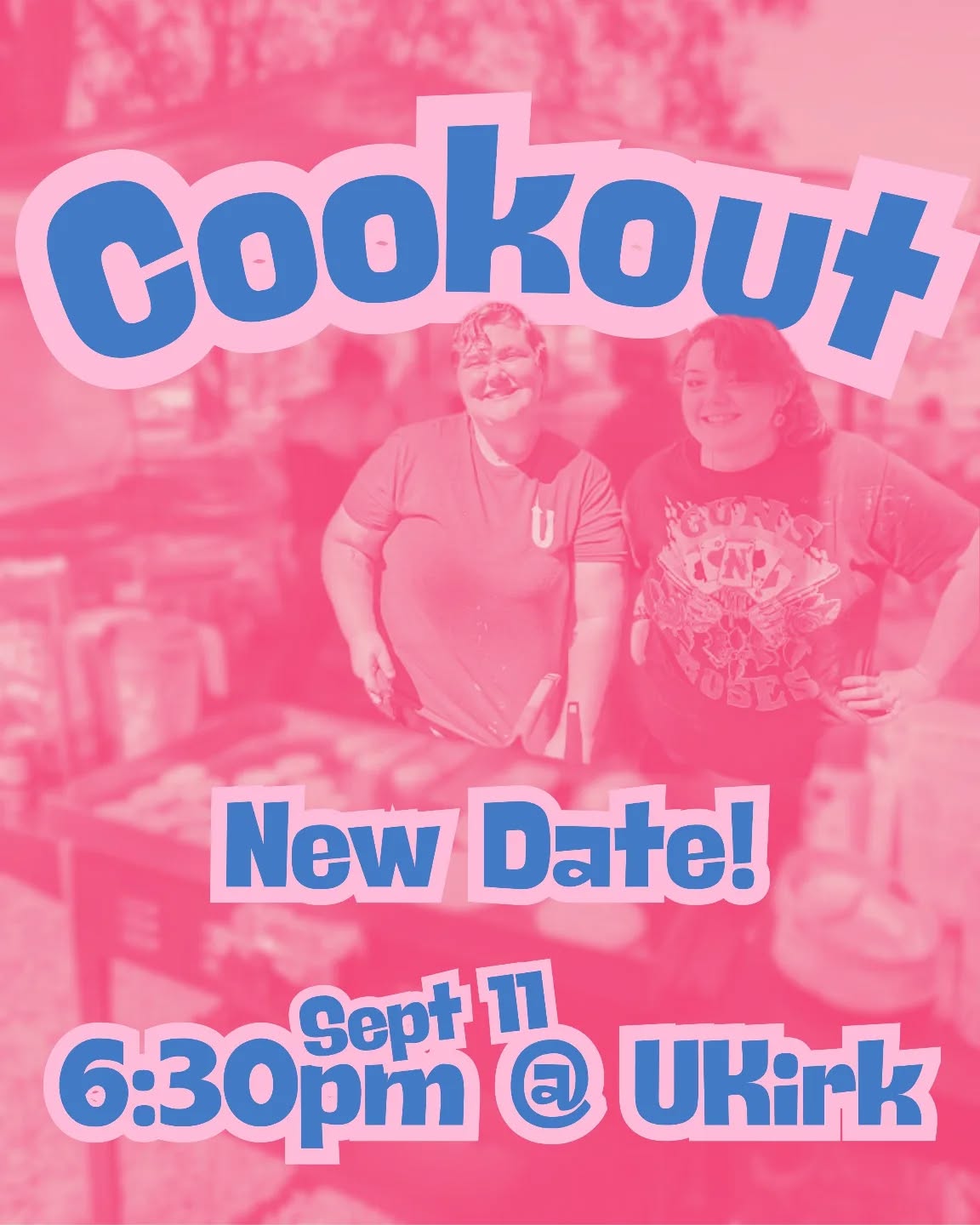 Student Org Fair has been pushed back until next Thursday due to weather so we are following suit with our Cookout! ... We will still have UKIRK tonight at 6:30pm!