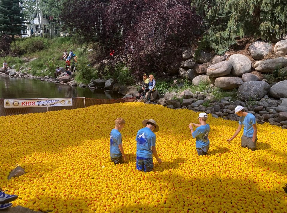 Braving the cold water at Rotary Duck Race! Labor Day weekend!