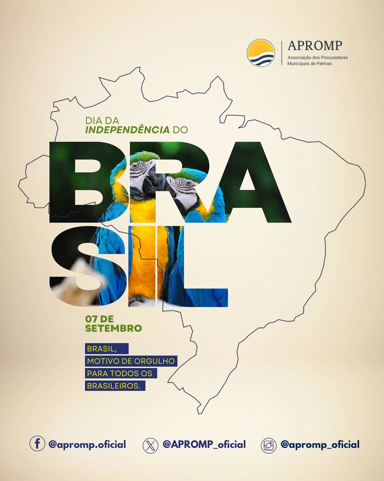 Hoje celebramos a Independência do Brasil, marco fundamental na construção de nossa nação soberana.
A data nos lembra da importância das instituições democráticas e do Estado de Direito na consolidação de um país livre e independente.
Como instituição voltada ao interesse público, a Advocacia Pública Municipal zela pela conformidade legal dos atos administrativos e pela defesa do patrimônio da coletividade.
Nesta data magna, a APROMP reitera seu compromisso institucional com o desenvolvimento de Palmas e o exercício pleno da cidadania, celebrando os ideais de soberania e justiça que inspiraram nossa Independência.