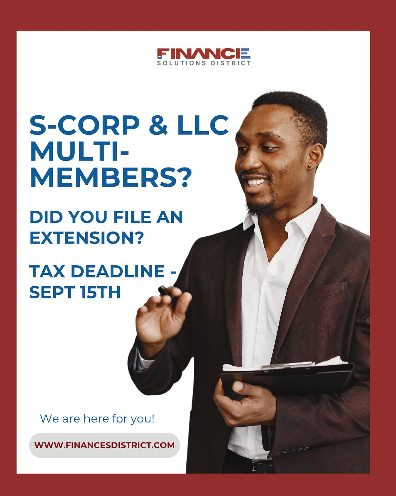 🚨 Attention S-Corp & Multi-Member LLC owners! 🚨
If you filed an extension for your 2024 taxes, your deadline is September 15th ⏳ Don’t wait until the last minute!
✅ We make the process smooth & stress-free
✅ No complications, just results
📱 Call us today — let’s get it done!
#Taxes #BusinessOwners #LLC #SCorp #TaxDeadline #financesolutions #extension #deadline #taxes2024
