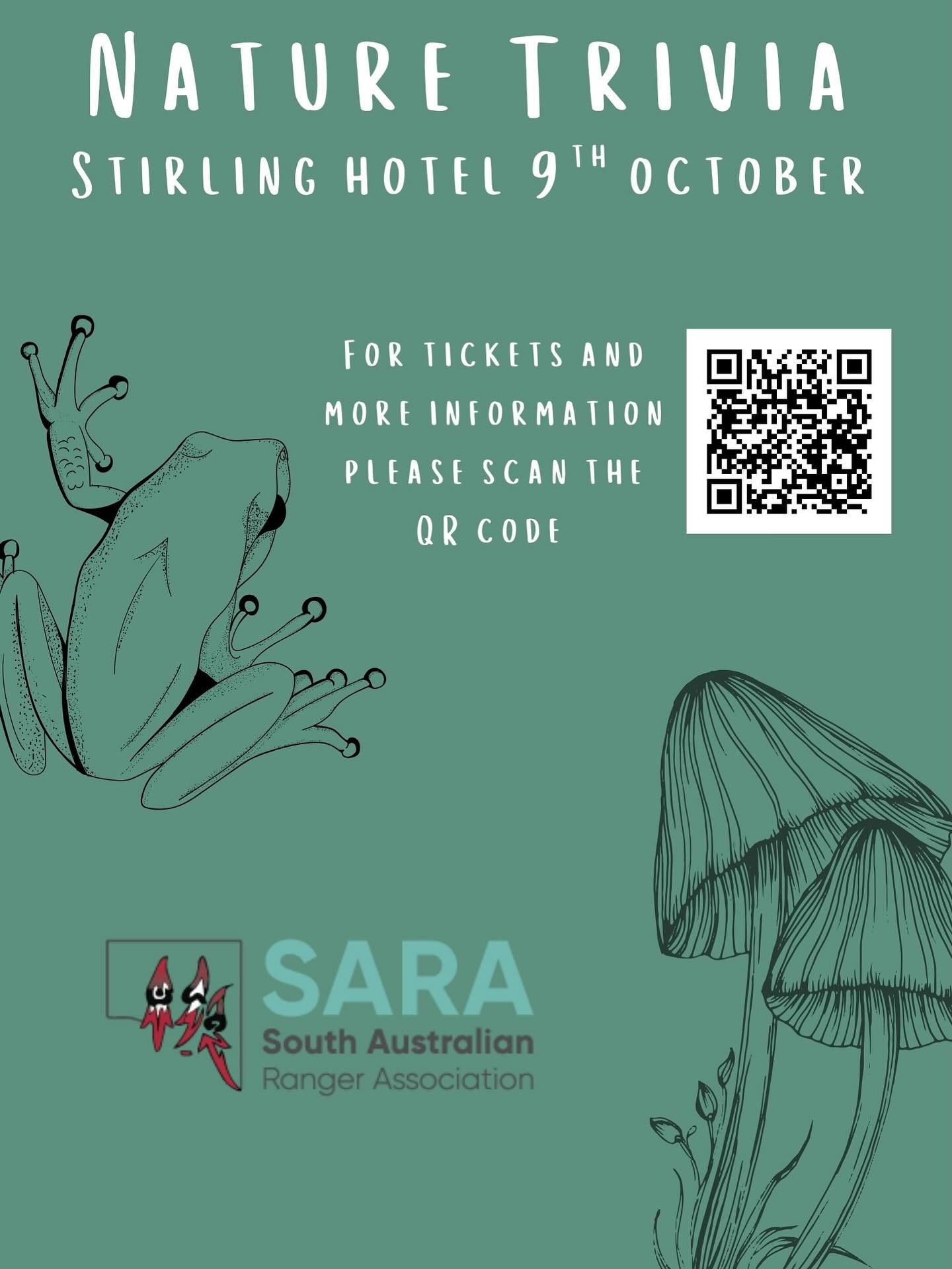 🌿 Nature Trivia is BACK for 2025! 🌿
Think you and your crew have what it takes to be crowned the ultimate nature nerds? 🏆
📅 When: Doors open 6:00pm | Trivia starts 6:30pm sharp
📍 Where: Stirling Hotel – 52 Mount Barker Rd, Stirling SA 5152
👥 Teams: Max 6 players
🍻 Drinks & Dinner: Bar open all night
🌱 Why: Raising funds for The Thin Green Line Foundation, supporting those who protect parks & wild places around the world 🌏💚
Bring your eco-curious friends, science-savvy teammates, and that one mate who knows way too much about fungi 🍄.
✨ Brush up, show up, and battle it out for glory! 📚🍃🐸
🎟 Grab your tickets here: https://www.naturefestival.org.au/event/nature-trivia
#NatureTrivia #EcoEvents #TriviaNight #ThinGreenLine #Conservation #WildPlaces #NatureNerdsUnite #CommunityEvent #TriviaTime #OutdoorLovers