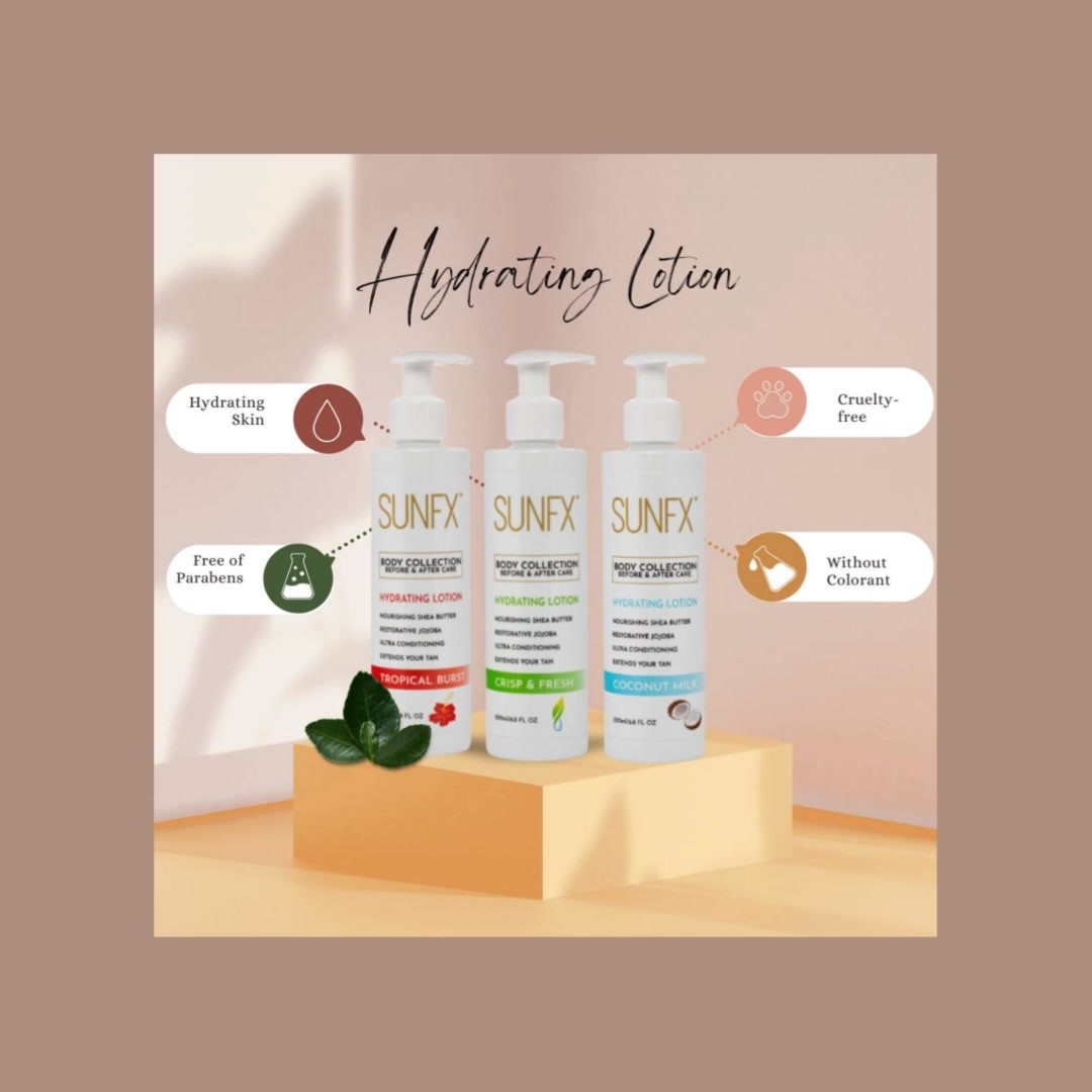 🌴 Hydrate, Nourish & Extend Your Glow! 🌴
The SunFX Body Collection Hydrating Lotion is your must-have for silky smooth skin and a long-lasting tan.
✨ Packed with:
🌰 Almond & Jojoba Oils – deeply nourishing hydration
🧈 Shea Butter – restores & repairs dry skin
🌻 Sunflower Oil + Aloe Vera – soothe & protect
🧴 Hydrolyzed Silk – leaves skin soft & radiant
💡 Use daily to extend the life of your SunFX tan while keeping skin velvety smooth. Choose your favorite scent: Tropical Burst, Coconut, or Crisp & Fresh.
.
.
#SunFX #HydratingLotion #TanExtender #GlowingSkin #TanningAftercare #LuxurySkincare #MoisturizeDaily #SmoothSkinGoals #SunlessTanCare #TanningEssentials #EcoFriendlyBeauty #HealthySkinGlow #GlowReadySkin #TanningMustHaves #SunFXGlow #love #sunfxcanada