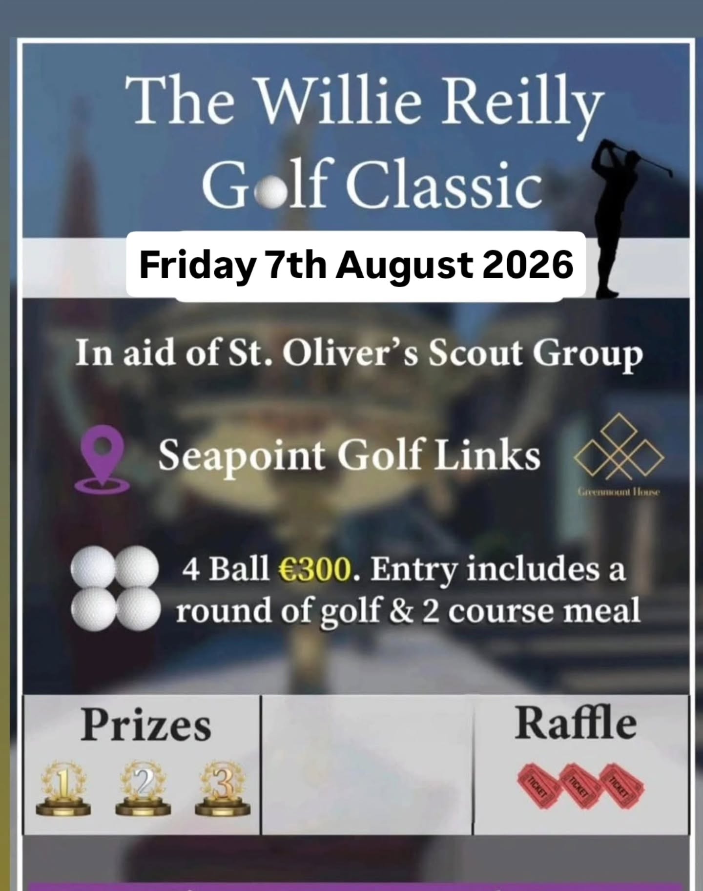 The dust has settled on the Greenmount House Willie Reilly Golf Classic 2025, and plans look now to the next years edition β³οΈ ποΈββοΈ
π£ Date for the Diaries π
π£
We are delighted to announce that the fifth edition of the Greenmount House Willie Reilly Golf Classic will take place on Friday, 7th August 2026, in @seapointgolflinks followed by awards ceremony back in @greenmounthousedrogheda
We are looking forward to another fantastic day of golf β³οΈ all in aid of St Oliverβs Scout Group Drogheda.
#datefordiary
#greenmounthousewilliereilygolfclassic #SeapointGolfLinks #drivefor5 #stoliversscoutgroup #droghedascouts #golfclassic