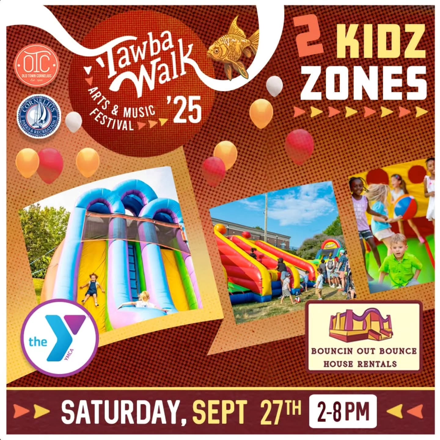 🚨 Weather Update: This weekend’s Tawba Walk is postponed. Join us for the Spring Tawba Walk on Saturday, April 25, 2026 (2–8 PM)! 🌸
🎈✨ Just 9 days away from TWO epic kids zones at ‘Tawba Walk! ✨🎈
Little adventurers will find…
🪺 A petting zoo full of furry friends
💎 Mining for gems & treasures
🚗 Mini bumper cars
🎪 Giant inflatables & trampolines
🎨 Interactive booths galore
Huge shout out to @bouncinoutbouncehouses and @lakenormanymca for hosting the two epic kids zones and keeping the fun going all day long– true hometown magic in action!
It’s a playground of fun right in the heart of Downtown Cornelius — and it’s all part of ‘Tawba Walk’s day of art, music, food, and community fun.
📍 Downtown Cornelius (Town Hall, Oak Street Mill, Catawba Ave & surrounding streets)
📆 Saturday, Sept 27 | 2–8PM
Bring your kiddos, bring your neighbors, bring your sense of wonder. 💛
#TawbaWalk #OldTownCornelius #LakeNormanEvents #CorneliusNC #LakeNormanLife #LKNlocal #TawbaWalkFestival #FamilyFun