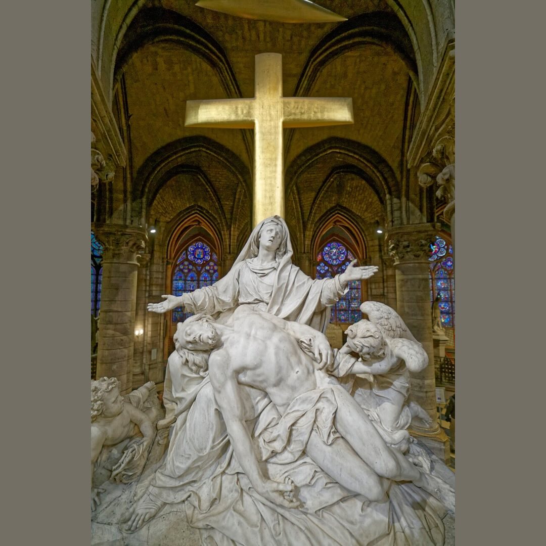 Our Lady of Sorrows. A title that evokes a variety of feelings in me from worry, anxiety, relief, thankfulness, and everything in between. I often find myself either running away from sorrow and suffering or going full force into the arms of Our Lord to carry the cross with Him. I believe that this is a very real and normal response to suffering, especially on the journey of being Catholic and truly understanding our faith better.
The thing that I notice first is how Mary’s arms are wide open with her eyes lifted up to heaven. She is simultaneously offering her Son and accepting His death, while also asking and wondering why it had to happen this way. Mary trusted God and His plan, but this does not mean that she did not question and wonder how His will would be completed. We can live the same way in sorrow. We can trust while still ask for guidance and wonder why. It is when our questioning turns to blaming, anger, mistrust, loss of faith, and unbelief that our sorrow is no longer united with the Lord’s and bringing us closer to Him.
•
Image: Pieta, Nicolas Coustou, 1721-1728. Notre Dame Cathedral, Paris, France.
•
•
#beauty #sacredart #art #adportacaeli #catholic #catholiclifestyle #prayer #faith #truegoodandbeautiful #catholicart #catholicconvert #arthistory #religious #ourlady #sorrowfulmother #ourladyofsorrows #pieta #footofthecross #notredame #paris #france #nicolascoustou #nicolas #sculptures