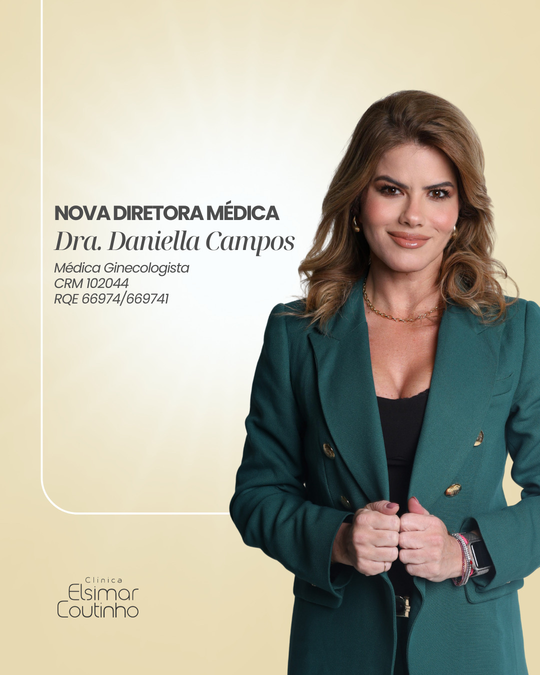 Temos o prazer de anunciar a Dra. Daniella Campos Oliveira como a nova Diretora Médica da Clínica Elsimar Coutinho em São Paulo. Com uma trajetória de excelência e dedicação à saúde feminina, agora assume um papel fundamental na liderança de nossos serviços médicos.
Formada pela Faculdade de Medicina do ABC (FMABC) em 2000 e com Residência Médica pela Faculdade de Ciências Médicas da Santa Casa de São Paulo (FCMSCSP), a Dra. Daniella Campos possui uma vasta experiência e qualificações notáveis:
Especialista em Ginecologia e Obstetrícia e Cirurgia Minimamente Invasiva pela FEBRASGO.
Especialização em Ginecologia Endocrina pela FCMSCSP.
Ultrassonografia Geral e em Ginecologia e Obstetrícia pelo IBCC.
Ginecologia Regenerativa Funcional e Estética pela ABCGIN/ABGREF.
Nutrologia pela FMUSPRP e Nutrologia Esportiva pela BWS.
Preceptora do Internato e da Residência Médica de Ginecologia e Obstetrícia da Faculdade de Medicina da UNISA
Seus títulos e especializações incluem:
Título de Especialista em Ginecologia e Obstetrícia pela FEBRASGO (2003).
Título de Especialista em Endoscopia Ginecológica pela FEBRASGO (2004).
Estamos felizes com essa parceria, para oferecer o que há de mais avançado em saúde e bem-estar para nossas pacientes. Sua liderança e expertise enriquecerão ainda mais a experiência e os resultados que buscamos oferecer na Clínica Elsimar Coutinho.
Agendamento 📲 4007-2947
📍Av. Moema, 300, 13º andar, Moema - São Paulo