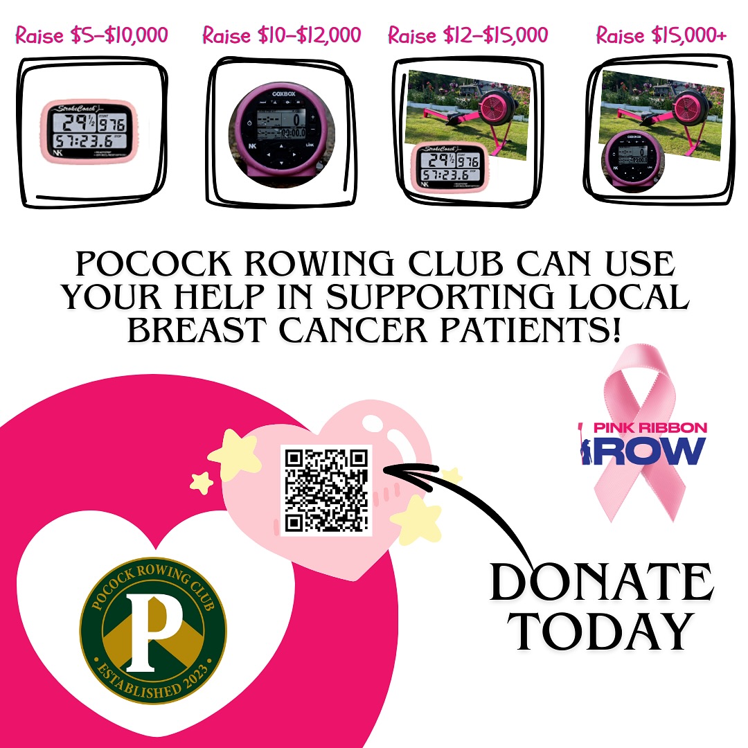 Oar you ready to fundraise!!??! 🏆🚣🏻💓
Pocock Rowing Club has 17 entries in this year’s @pinkribbonrow. Not planning to race? You can still support the cause and donate! Let’s row, let’s race, and let’s show the PNW what happens what rowers unite for a cause. Together, we can leave breast cancer in our wake.
https://www.pinkribbonrow.org/donate/ and select Pocock Rowing Club in the drop down tab!