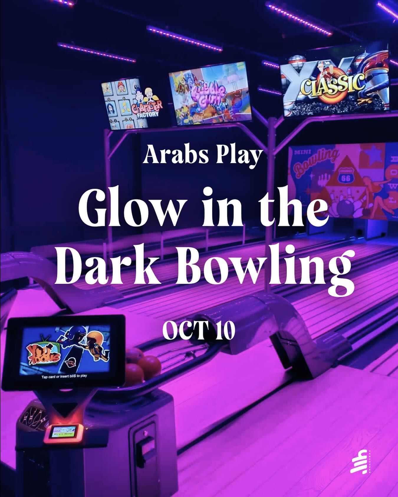 Strikes are glowing and so are we! Bowling night then burgers. Yalla join us! Link in bio 🎳💥🍔
