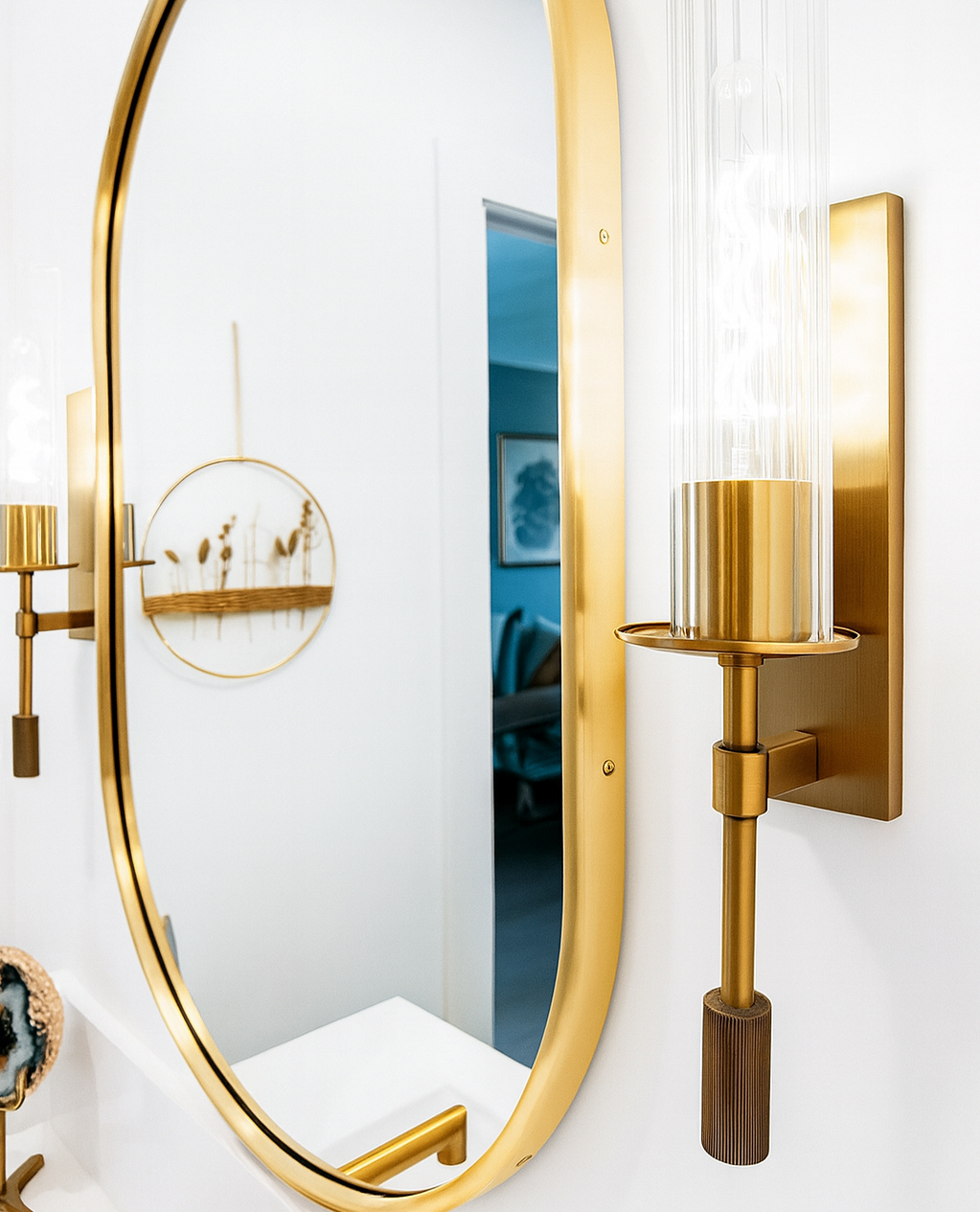 ✨ All about that brass ✨
In this Palm Springs powder bathroom remodel, brass became the through line—a finish that adds warmth and feels intentional and elevated.
In the powder room, the Elton wall sconces from @troylighting pair fluted glass with patina brass, echoing the warmth of the matte brushed gold @vigoindustries faucet with clean elegant lines . Even the pocket door hardware from @rejuvenation ties into the story, ensuring every detail connects. The result? A space that glows with modern polish and timeless warmth.
#PalmSpringsRemodel #AllAboutThatBrass #ModernDesertLiving #PowderBath #InteriorDetails #PowderRoomGoals #BathroomDesign #CamCookeDesigns