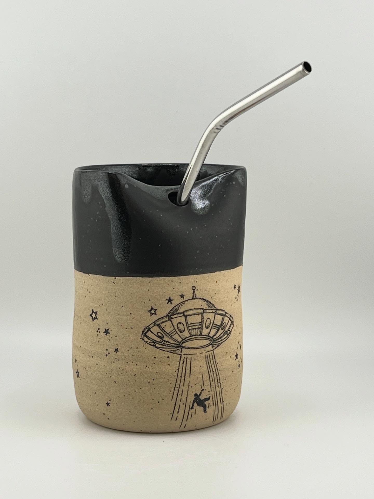 This Cold Cup is made with Roo clay. The glaze is Satin Black with a bit of Cosmic Tea Dust on the rim. Available this Saturday, September 20th at the New Albany farmers market. If it doesn’t sell there it will be available at the Portland Art and Heritage fair September 27 at the Portland Museum.