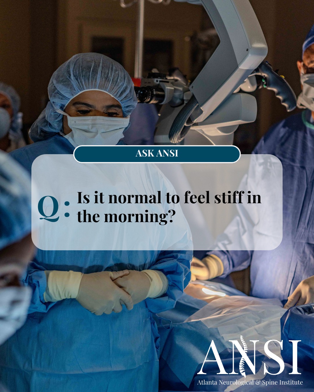Mild stiffness is common—but it should fade within 30 minutes. If it lingers or comes with pain/numbness, it’s time for an evaluation.
.
.
.
#AskAnsi #ANSI #AtlantaSpineExperts