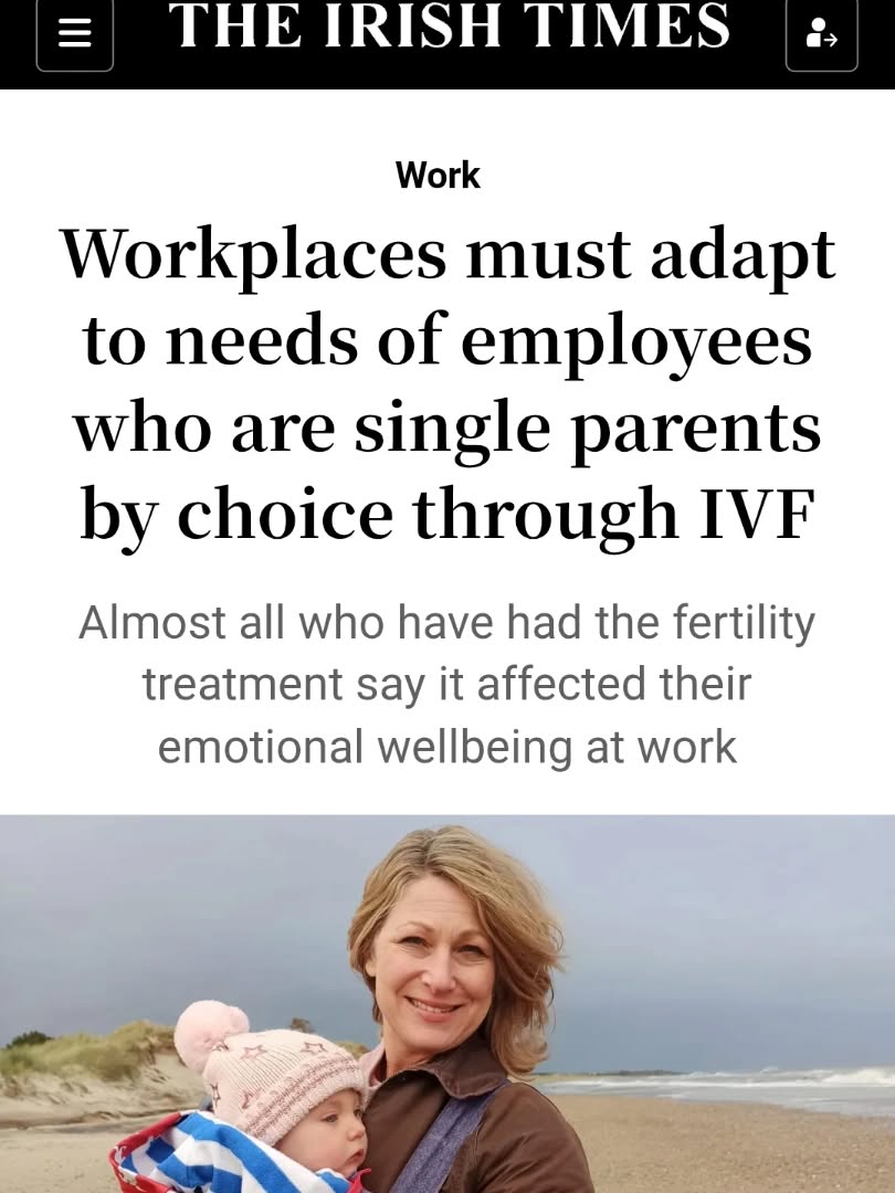 @irishtimesnews The Irish Times today discuses the importance of workplaces supporting women considering solo motherhood.
Delighted to have the opportunity to help improve awareness amongst employers. There is a growing cohort of women considering solo motherhood later in life.
These are the women I mainly support as a Motherhood Clarity Coach. They are usually professional women, and feel so isolated, invalid and unseen in their experience. My hope is that employees will recognise these women, and offer empathic support. As they are starting to do for couples.
Lets keep the conversation going. You are not alone ❤️
If this resonates, please get in touch for a FREE discovery call. I would love to hear from you. Link to IT article in bio.
#solomotherhood #fertilitychoices #solomotherbychoice #SMBC #pathtoparenthood #kerrywellbeing