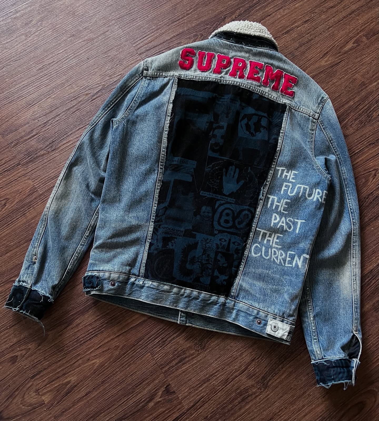 Old Supreme meets new AllSaints — stitched the past into the present. One-of-one heat. 🔥🧵 #CustomFlex #Supreme #AllSaints