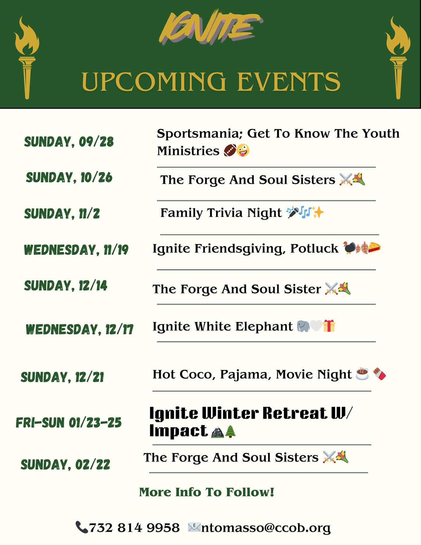 🌟 New Season. New Series. New Events. ✨
SAME PURPOSE. 🙌
At Ignite, we’re stepping into this season with excitement, ready to dive into the Truth of God’s Word and grow as a community fully dependent on the Spirit. 🔥
Come ready for powerful teaching, life giving relationships, and plenty of fun along the way! You don’t want to miss what’s ahead! 💥
We meet Wednesday Nights at the Teen Center, 7-8:30pm, see you there! 👊