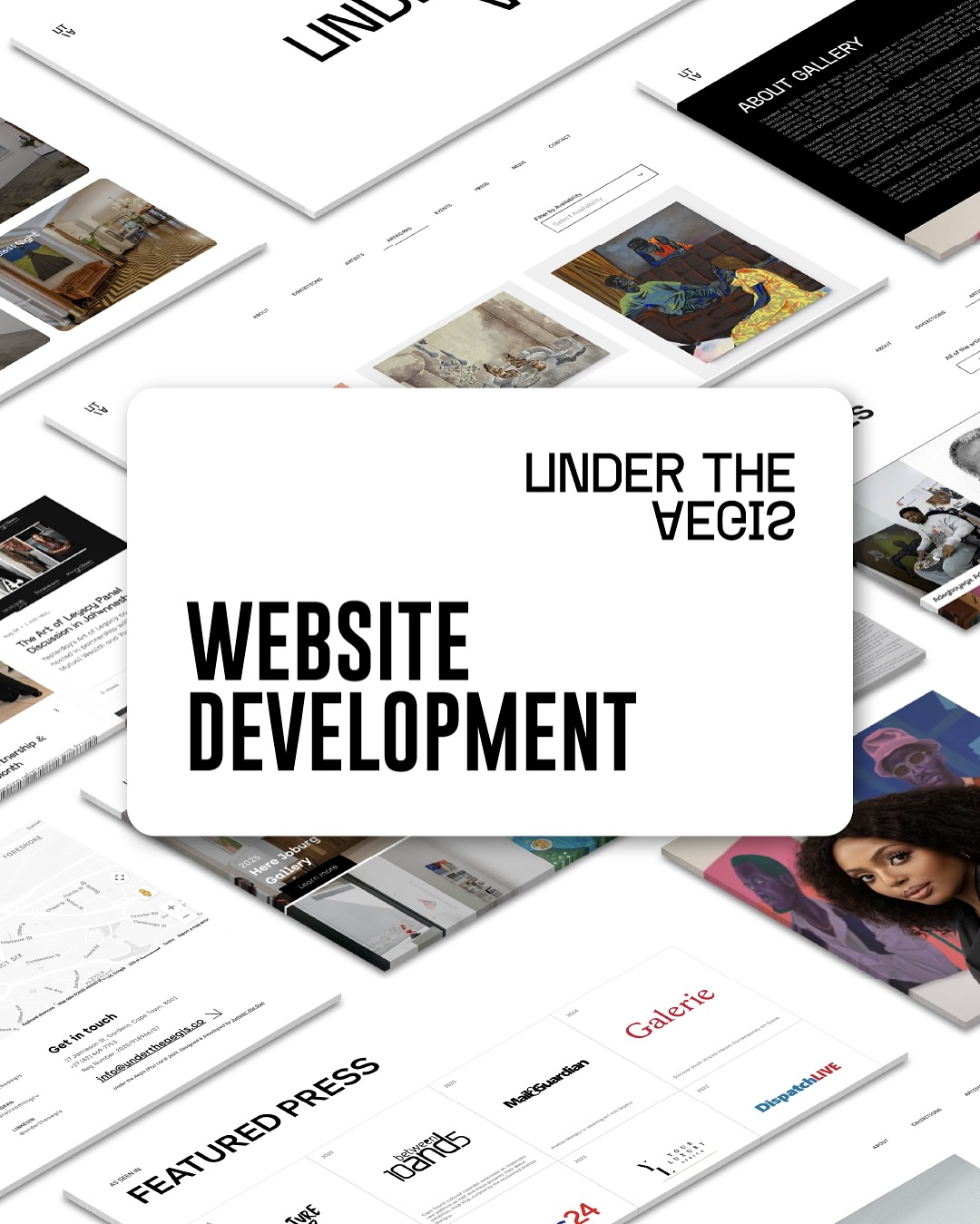 CLIENT: Under the Aegis @___undertheaegis
PROJECT: Website Development
Under the Aegis has a new home - built to grow with its artists.
In 2024, founder @anelisamangcu asked us for a site that feels like the gallery they were about to open: thoughtful, precise, and alive with openings. We designed the UI/UX, built an artist-first structure, and set up an exhibitions + events system that the team can run themselves. Explore the archive; meet the artists; bookmark what’s next.
BUILT BY: Jumpin’ the Gun Creative Studio
WEBSITE URL: www.undertheaegis.co
PROJECT: jumpinthegun.com/portfolio/under-the-aegis
#JTG #JumpintheGun #UndertheAegis #WebsiteDevelopment