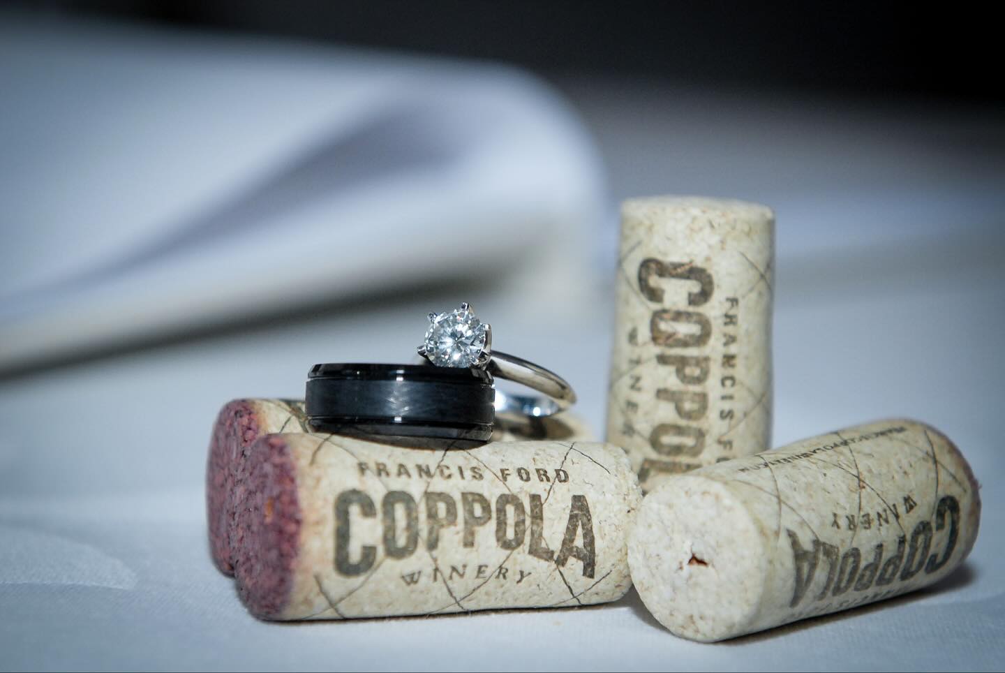 Coppola Winery wedding bling #coppolawinery #coppolawinerywedding #socalwinerywedding #californiawinerywedding #southerncaliforniawedding #weddingbandset #weddingrings #weddingday #ovationphotographyanddesign #weddingphotographers #weddingphotographer #weddingphotography