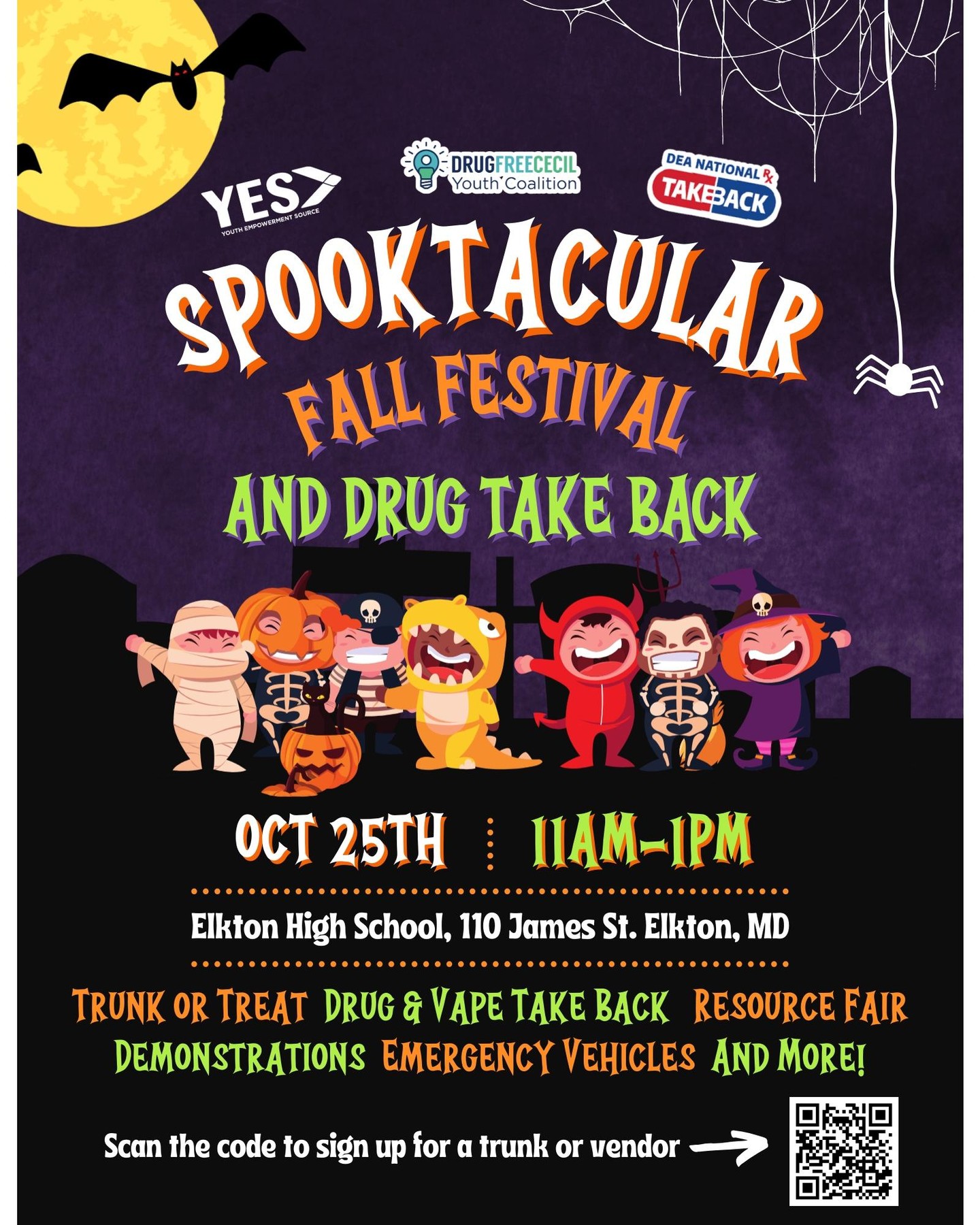 Time to get spooky! š»šøļø
Our Spooktacular Fall Festival and Drug Take Back is on October 25th! š±
Join us for:
šTrunk or Treat
šDrug Take Back
šResource Fair
šDemonstrations
šEmergency Vehicles
šAnd More!
Sign-up here to participate: https://forms.gle/NfBQXMLxo8qcBMLR8
#YouthAgainstDrugs #EmpowerYouthStayDrugFree #StrongChoicesStrongLives #BeDrugFreeBeStrong #RiseAboveDrugs #PreventionMatters #ChooseLifeNotDrugs #BeDrugFree #StayCleanStayStrong #LiveDrugFree #HealthyChoicesHealthyLife #YouthAgainstDrugs #EmpoweredToBeDrugFree #DreamBigStayClean #SmartChoicesSmartFuture #FutureFocused #StrongAndSober#BeTheExample