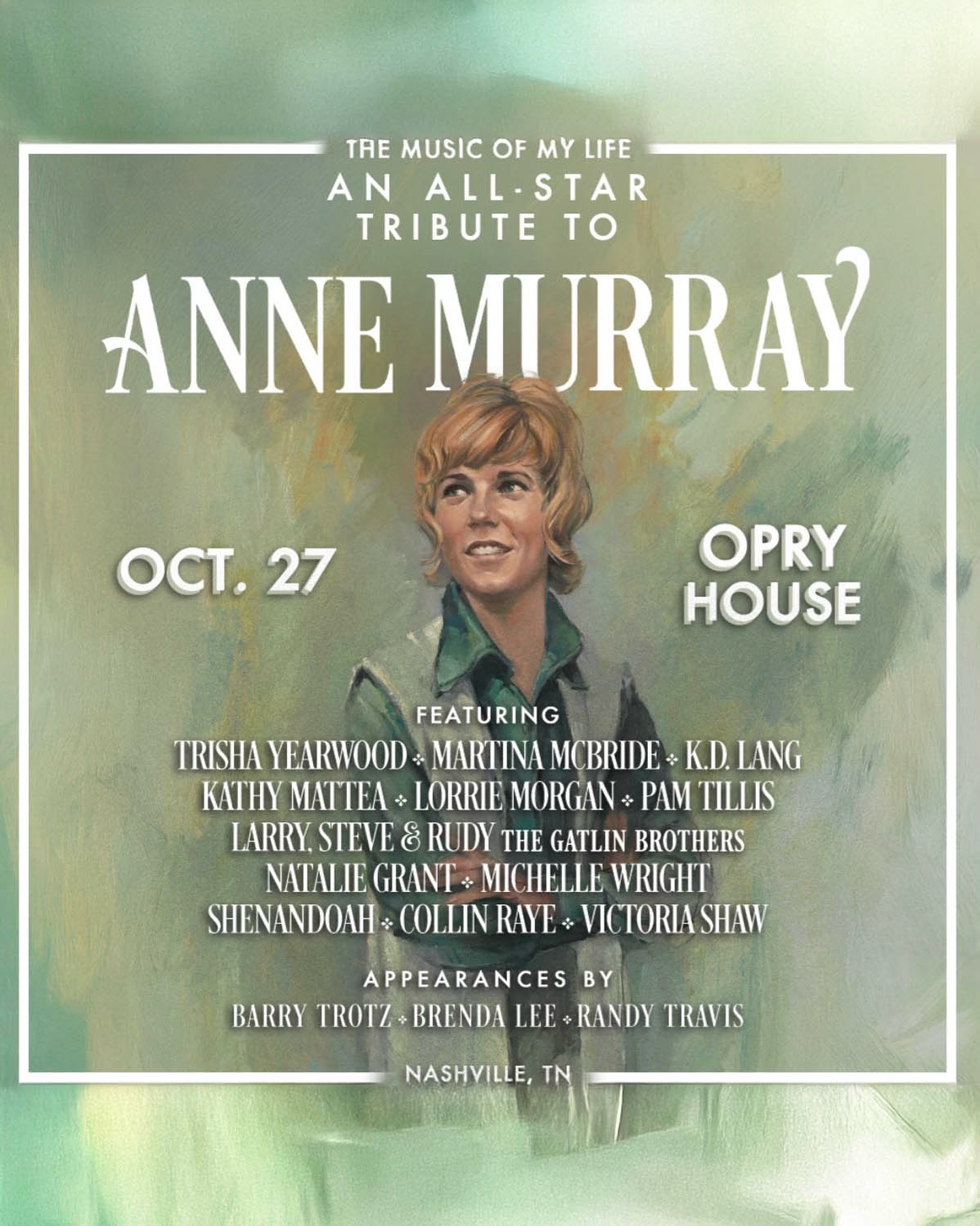 Honored to be part of “The Music of My Life: An All-Star Tribute to Anne Murray” at the Grand Ole Opry House on October 27.
Sharing the stage with some incredible artists to celebrate a true legend @theannemurray .
#AnneMurray #GrandOleOpry #Shenandoah