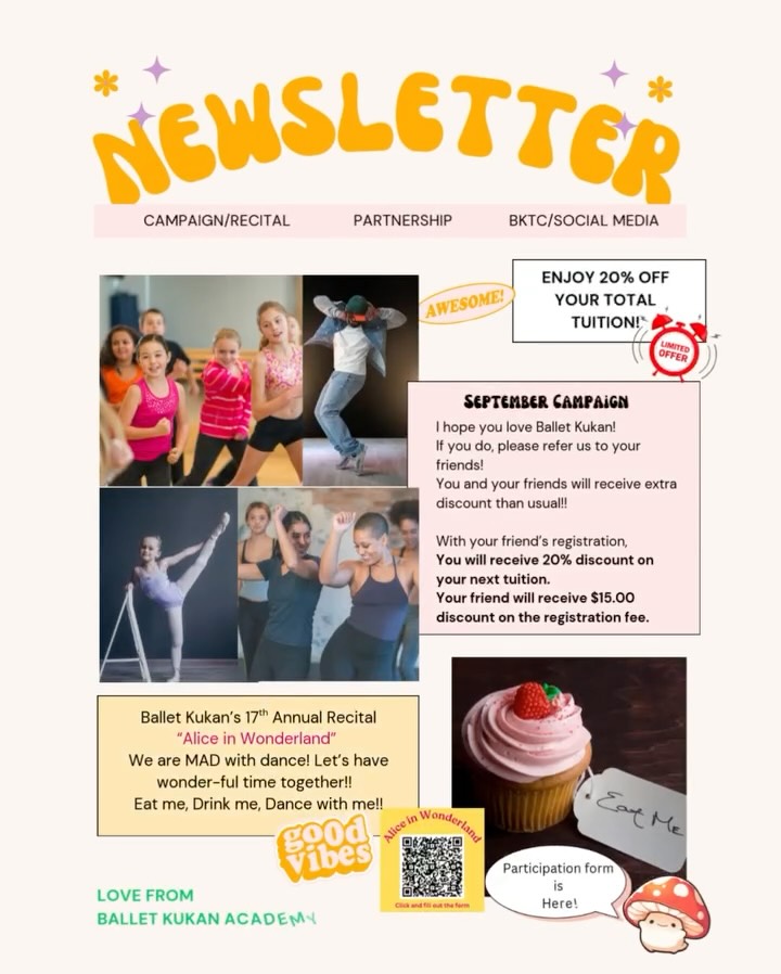 Ballet Kukan Newsletter!
We offer more discounts during September. Grab it! We are delighted to announce the partnership with SoFit SoCal in Arcadia. Check them out!
BK Theatrical members are great dancers! Take a look at their summer training!