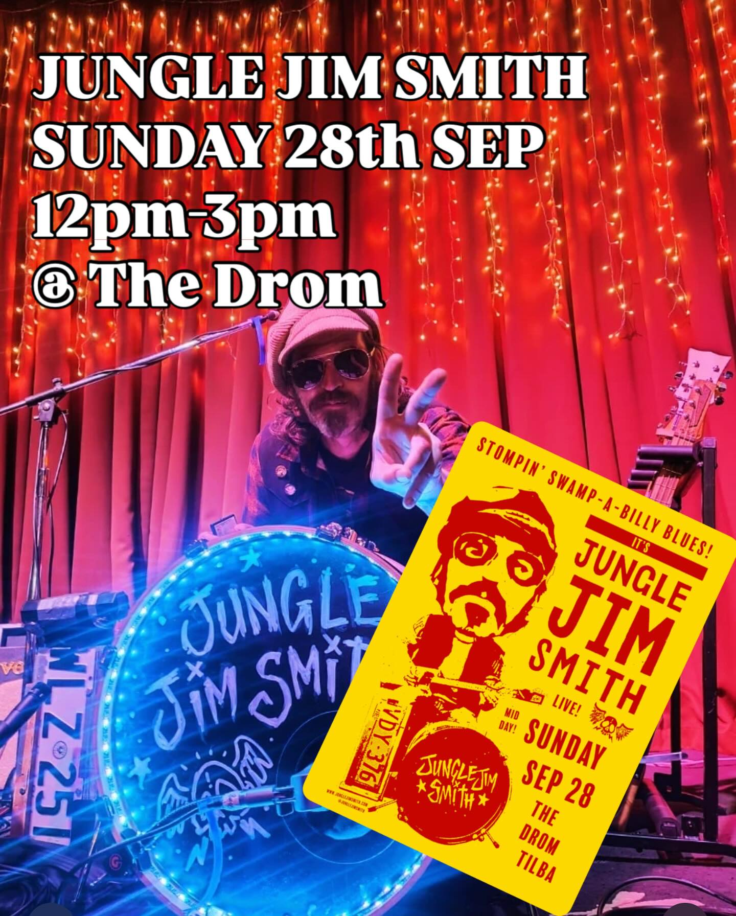 🎶 Jungle Jim Smith is bringing his one-man electric boogaloo band to The Drom this Sunday!