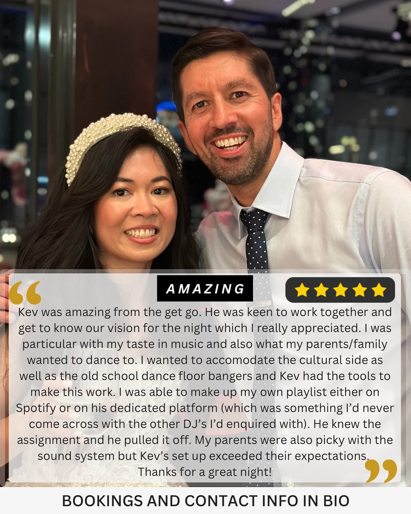 “He knew the assignment — and absolutely nailed it 💯🎧”
One of the best parts of being a wedding DJ in Melbourne is working with couples who want the perfect mix of cultural tradition, family favourites, and old school bangers 🔥
This bride built her own playlist, her parents were picky about the sound — and I took care of it all 💪
She trusted me with her vision… and I delivered a night to remember 💛 @luminare.southmelbourne
📍 Melbourne Wedding DJ
🎧 R&B | Cultural Events | Full Dancefloors
📩 Now booking weddings – DM or hit the link in bio to lock your date!
What song would you want played at your wedding?
#WeddingDJMelbourne #MelbourneWeddings #CulturalWeddingDJ #WeddingReceptionVibes #DJHireMelbourne #DJKevOnDeck #WeddingMusicMelbourne #OldSchoolRNB #BrideApproved #MelbourneEvents #WeddingPlaylistGoals