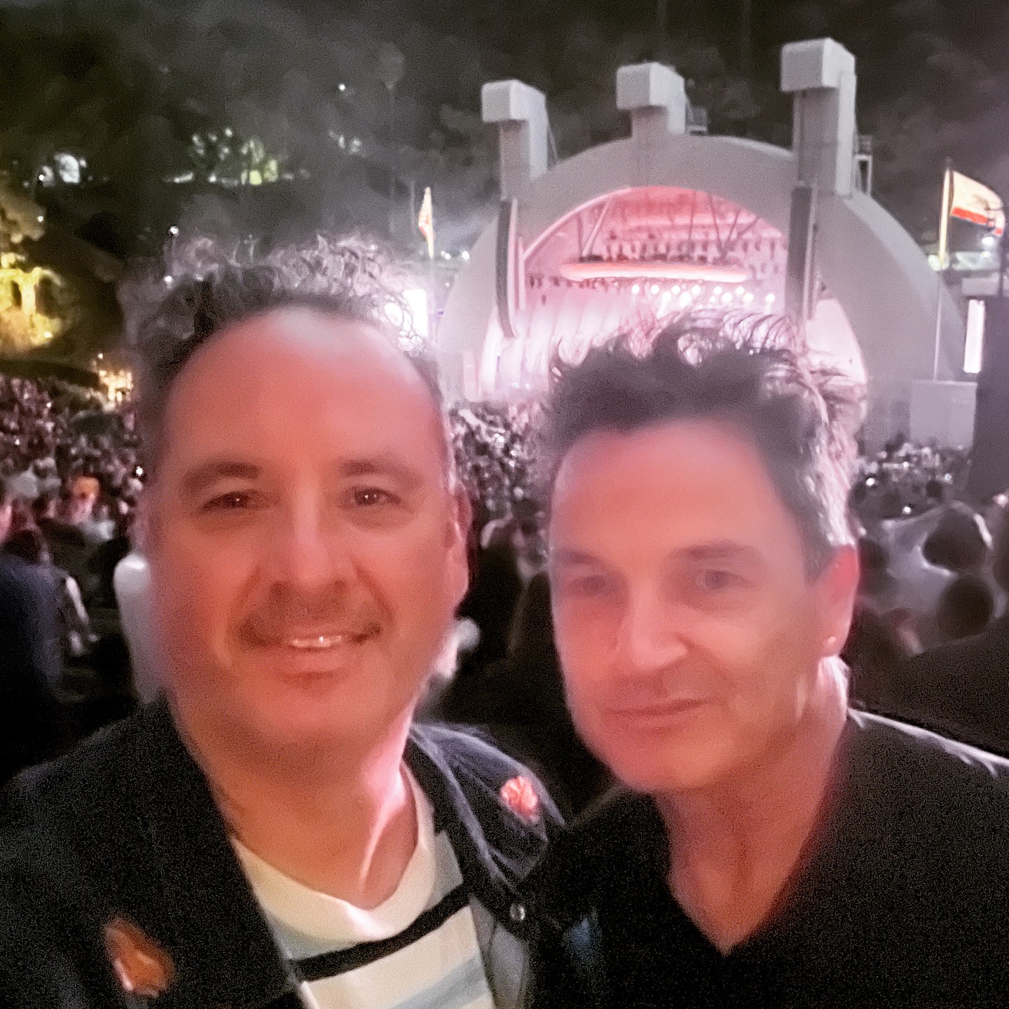Mark and Tim getting inspired seeing Pulp and LCD Soundsystem perform an amazing show at the Hollywood Bowl. #welovepulp @lcdsoundsystem #treelinedstreets #hollywoodbowl
