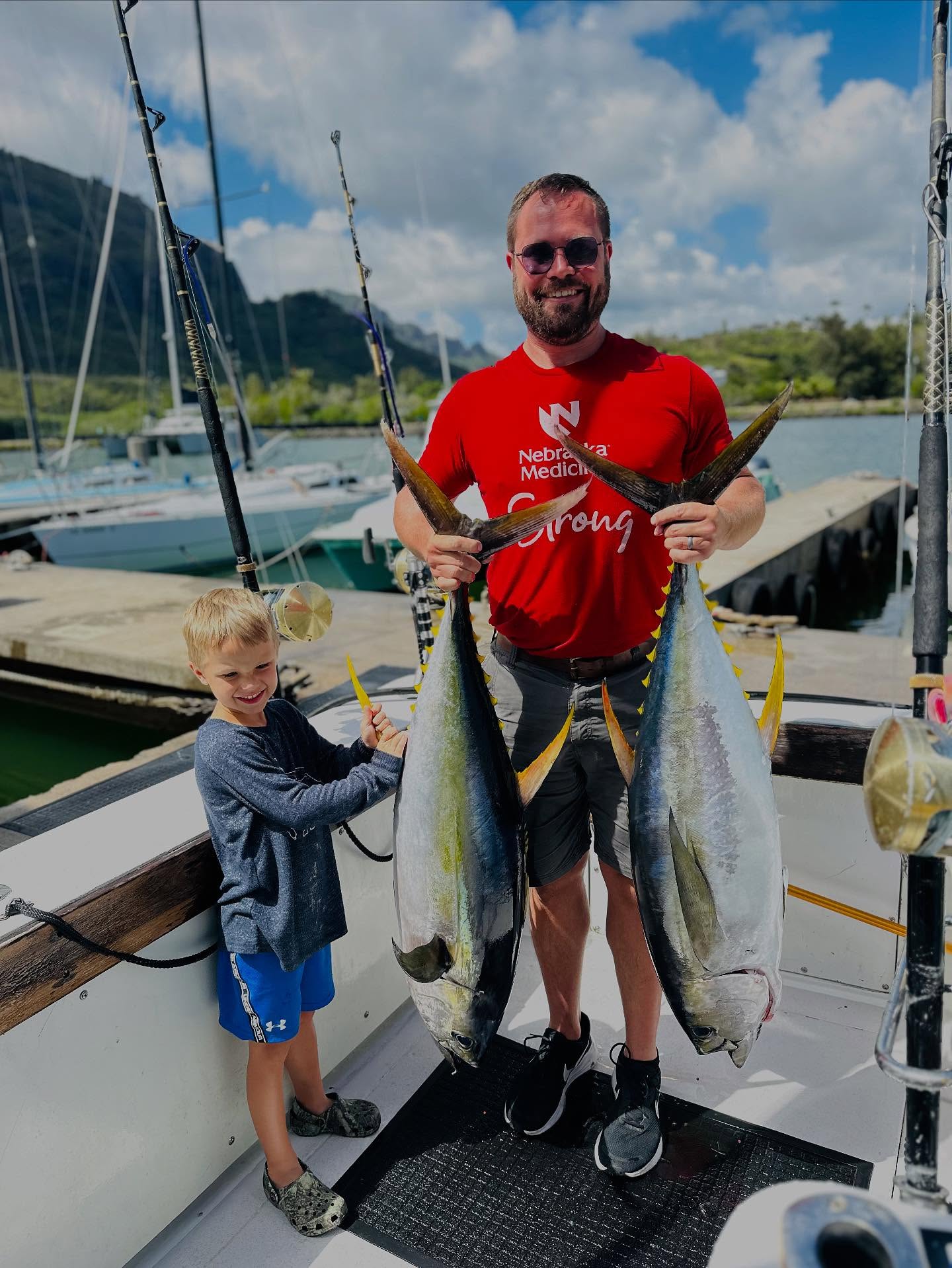 It was just what the doctor ordered kind of fishing adventure on this 4hr 🎣 We had a father (doctor) + son team from Nebraska who took a little break from cheering on the Huskers to come fish aboard the Emma Nalani — and boy did it pay off! Ended up back at the dock with a couple of nice 50lb Koshibi’s. 🐟🔥
Call to make your dreams of catching fish in Hawaii, Kauai come true 📞 +1 (808) 652-4556
Or book online 24/7 🌐 www.gofishkauai.com
.
.
.
.
.
.
#hawaiifishing #deepseafishing #kauaifishing #gofishkauai #fishinglife #offshorefishing #sportfishing #fishingtrip #oceanlife #catchoftheday #fishofinstagram #fishingdaily #hawaiisportfishing #kauaihawaii #fishingadventures #gofishing #pelagicfishing #hawaiilife #saltwaterfishing #biggamefishing #marlinfishing #ahi #ono #shimanousa #fishingaddict