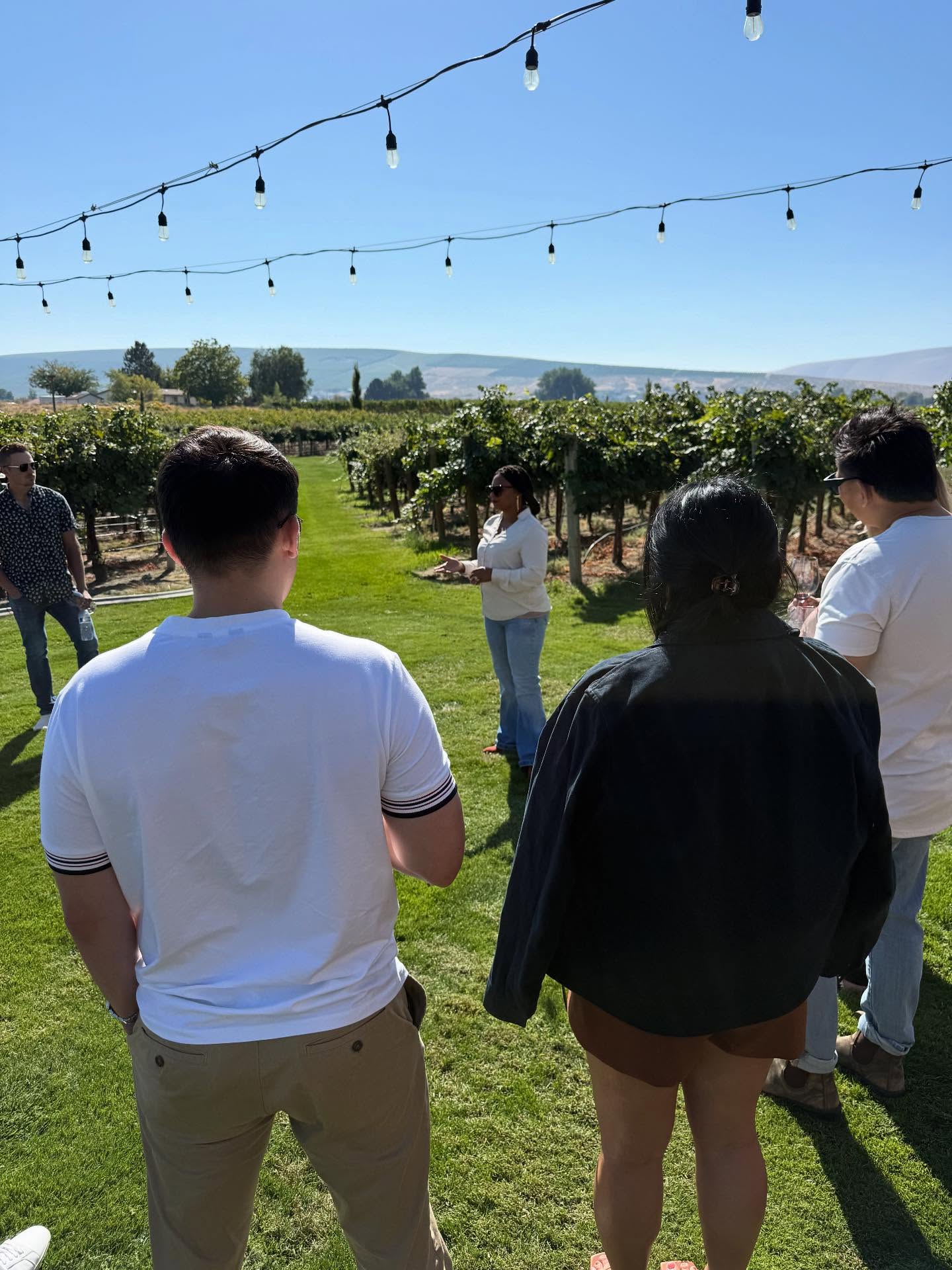 Saturdays don’t get much better than this! Our patio has comfortable seating including vine side seats in the grass. The vineyard is plush with grapes and guests are soaking up the sunshine with tours through the vines.
It’s the perfect day to join us at Frichette. Come enjoy our Signature Flight of five wines and nab our amazing cheese plate while taking in Red Mountain at its finest.
We’re here all afternoon. Bring a friend, grab a glass, and let’s make your Saturday unforgettable!
Open Noon - 5pm
Benton City, WA