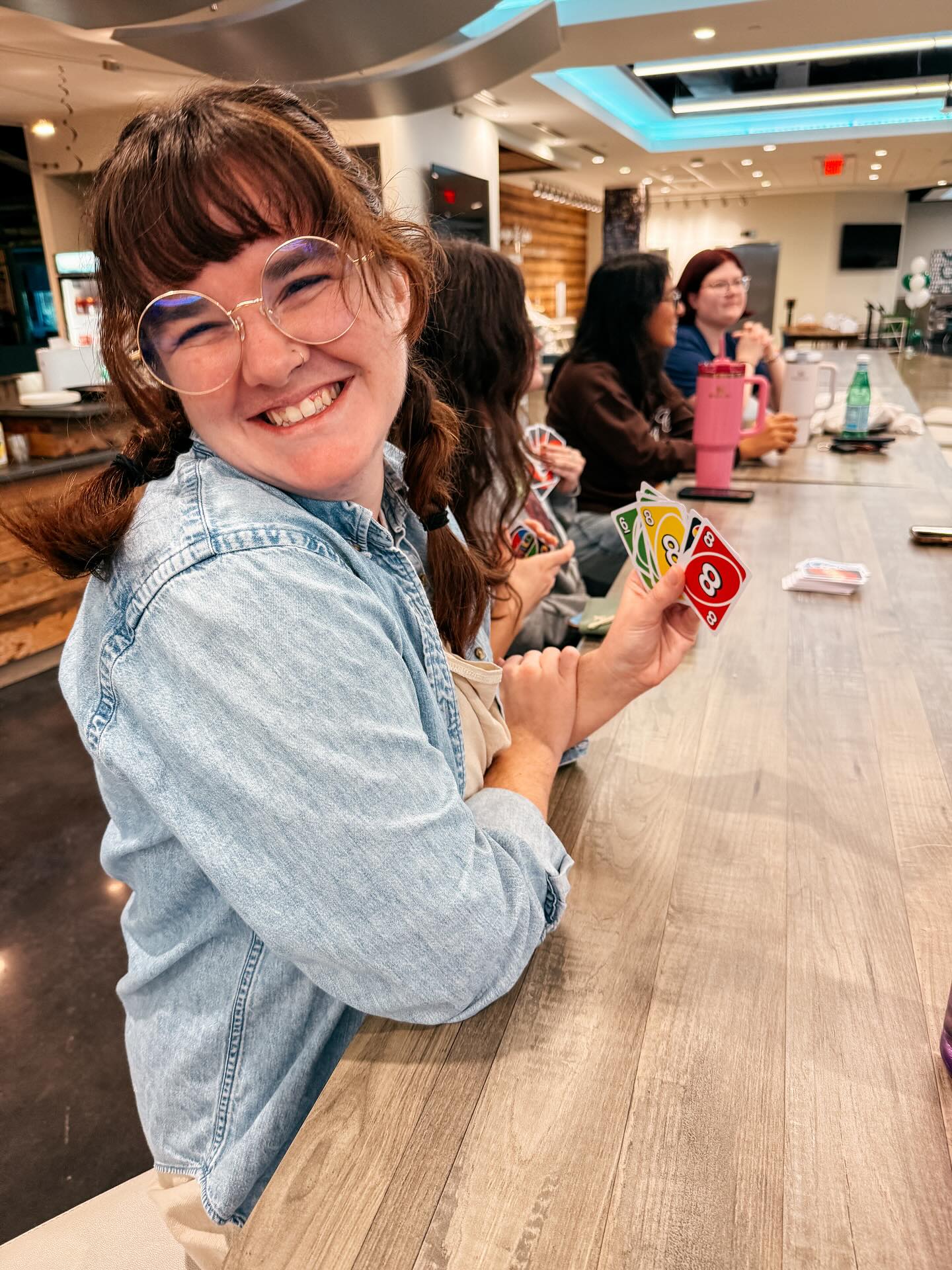 A round of UNO before worship is becoming tradition 🙃
Looking for a fun community? We’d love to welcome you in!
Here’s where you can connect with us this week:
📖 Bible Study – Thurs, 4pm, HTSC 226
🏈 Boulevarding - Sat, 12pm
💙 Worship + Dinner - Sun, 6pm, Tolleson Center, 2nd floor (plus UNO at 5:30!)