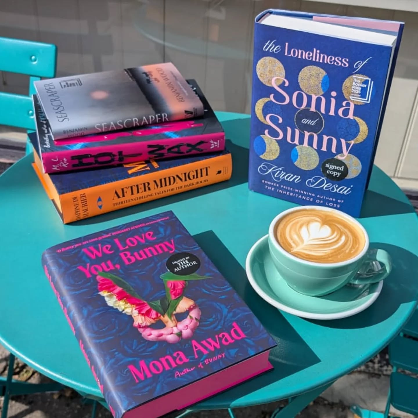 In case you're wondering what the BookBar team are reading as the leaves fall, here are our Autumn reading selections, brought to you by Team BB 🍂🍁☕🍷📚
Seascraper - Shrimper Thomas longs to escape the drugery of his life and is thrilled by the arrival of a mysterious American visitor. But all is not as it seems in this tense and atmospheric novella. Longlister for this year's Booker Prize, not a single word of Seasceaper's 170 pages is wasted.
Hot Wax - Daisy Jones and the Six with a crime edge; dark and gritty and filled with music from the author of If We Were Villains.
We Love You Bunny - both a prequel and a sequel, this doesn't fall short of its predecessor's unabashed wildness. A fever dream of a book, it hilariously explores the wonder and horror of creation itself. What are you waiting for, Bunny?
The Loneliness of Sonia and Sunny - Sonia and Sunny meet on a night train and are instantly drawn to one another, not knowing that they were match-made years before, sparking a winding tale as the pair try to outrun their past while making it big in the city. A sprawling family epic, captured by Desai's rich and dynamic prose, discussing everything from friendship, identity and globalisation - a worthy nominee of this year's Booker!
After Midnight - a collection of Daphne Du Maurer's stories, these uncanny, provocative and terrifying stories will keep you up long after midnight. Perfect for spooky season.
So what are you waiting for?! Come and visit us, get a bespoke recommendation from our team, and curl up with any of titles and a delicious drink. We can't imagine a more perfect way to see the Autumn in. We're open until 9pm Wed-Sat in both our stores and until 6pm on Sunday for 📚🍷☕