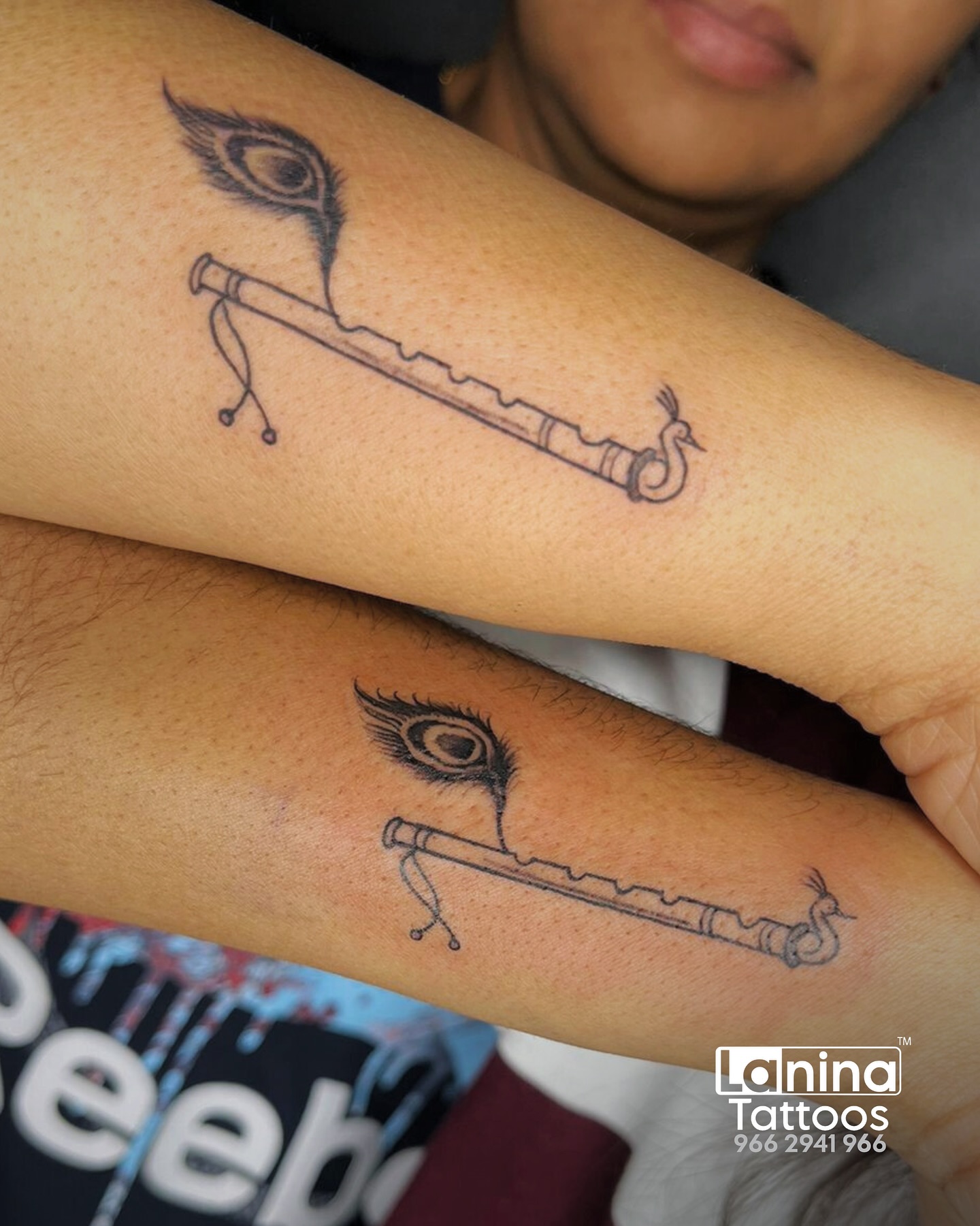 🎶✨ Divine Vibes this Navratri ✨🎶
.
The flute and peacock feather are timeless symbols of Lord Krishna – the bringer of love, music, and joy. 💙
And what better time than Navratri, when Krishna’s melodies meet the rhythm of Garba, to celebrate this beautiful connection? 💃🪘
.
At La Nina Tattoos Ahmedabad, we design custom spiritual tattoos that blend tradition with modern fine-line artistry. Perfect for carrying your devotion and energy forever. 🙏
.
.
.
#laninatattoos #krishnatattoo #flutetattoo #peacockfeathertattoo #spiritualtattoo #hindutattoo #ahmedabadtattoo #tattoostudioahmedabad #tattooartistahmedabad #navratritattoo #garba2025 #customtattooahmedabad