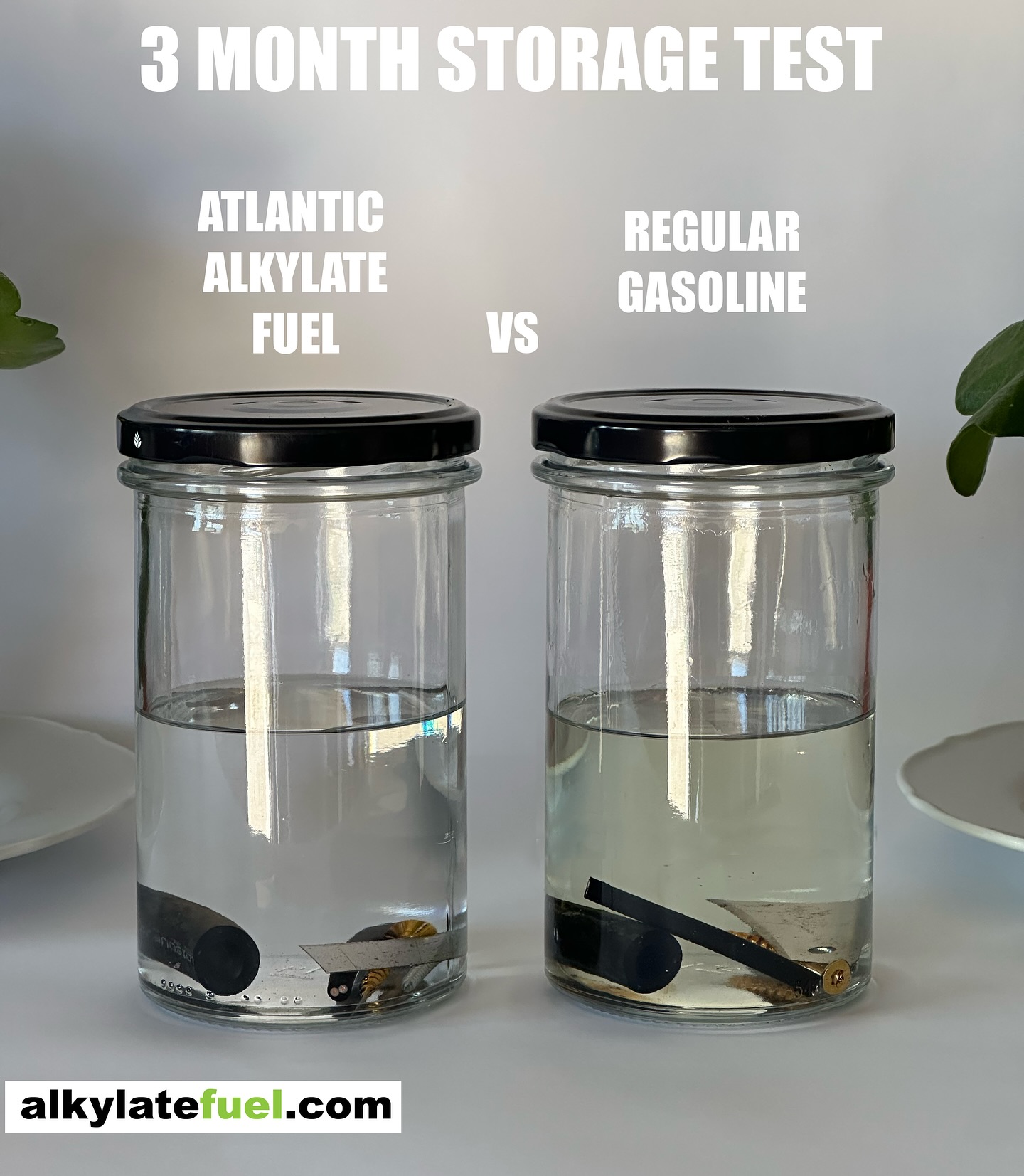We placed identical sets of rubber, plastic, brass, and steel parts into two sealed jars filled with different fuels:
Left jar: Alkylate fuel
Right jar: Regular pump gasoline
✅ At the start: Both fuels were clear and the jars were filled to the same level.
⏳ After 3 months:
The regular gasoline (right) turned dark brown and murky. It even ate away at the jar’s rubber seal, causing fuel loss. Inside, the parts are badly stained and degraded.
The alkylate fuel (left) stayed clear, with the jar still sealed tight. The components inside show minimal changes, with no sludge or varnish.
🔎 Conclusion: Regular gasoline breaks down quickly, corrodes materials, and even damages seals, leading to leaks and contamination. Alkylate fuel remains stable and safe for storage, protecting both your equipment and the environment.
🛢️ Available in 2-Stroke and 4-Stroke
📬 sales@alkylatefuel.com
🌐 www.alkylatefuel.com
#PrepperFuel #AlkylateFuel #SurvivalFuel #Emergency #OffGrid #EthanolFree #FuelStorage #Prepper #Prep #CleanFuel #LongTerm #2Stroke #4Stroke #BugOutReady #HomesteadFuel #SurvivalGear #DisasterPrep #SustainableFuel #OffGridLiving #PowerOutagePrep #Green #Nature #Community #PreppingCommunity #ReliableFuel #Preppers #apocalypse #FuelThatLasts #BackUpPower #atlanticalkylatefuel
