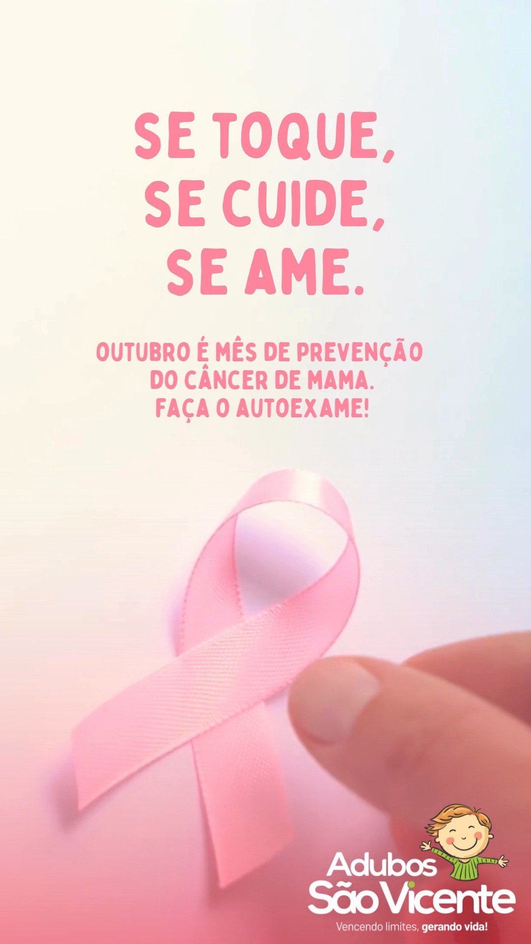 ✨🌸 Outubro Rosa na Adubos São Vicente 🌸✨
Cuidar é um ato de amor! 💕
Assim como nossas plantas precisam de atenção, cuidado e nutrição para florescer, nós também precisamos olhar com carinho para a nossa saúde.
🎀 O Outubro Rosa nos lembra da importância da prevenção e do diagnóstico precoce do câncer de mama.
🌱 Cultive a vida: cuide de você, faça seus exames e incentive quem você ama a também se cuidar.
#AdubosSãoVicente #OutubroRosa #CultiveACura #PrevençãoÉAmor #SaúdeDaMulher