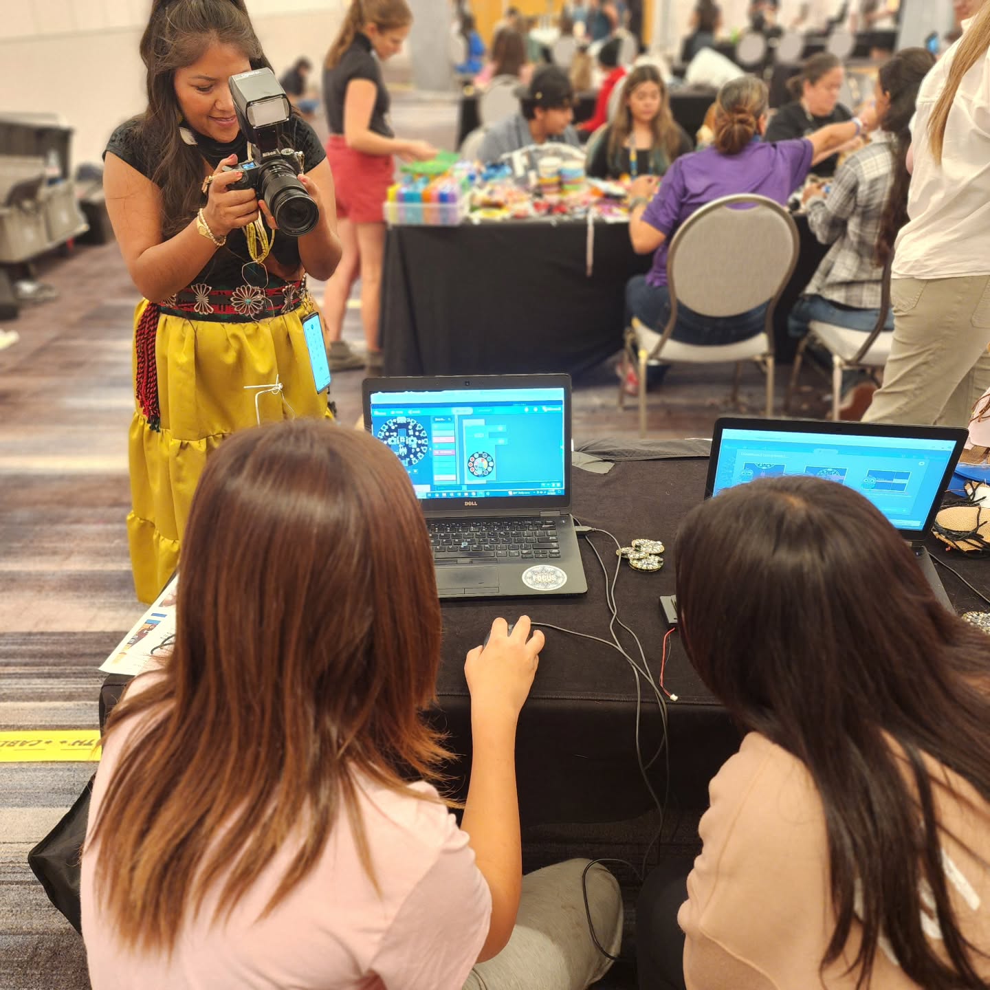 So much fun at AISES coding and making jingle dress dolls with students and adults from North Carolina to Alaska. Excited to share a robotics field with Cass Lake and Red Lake robotics teams over the coming days! #aises2025