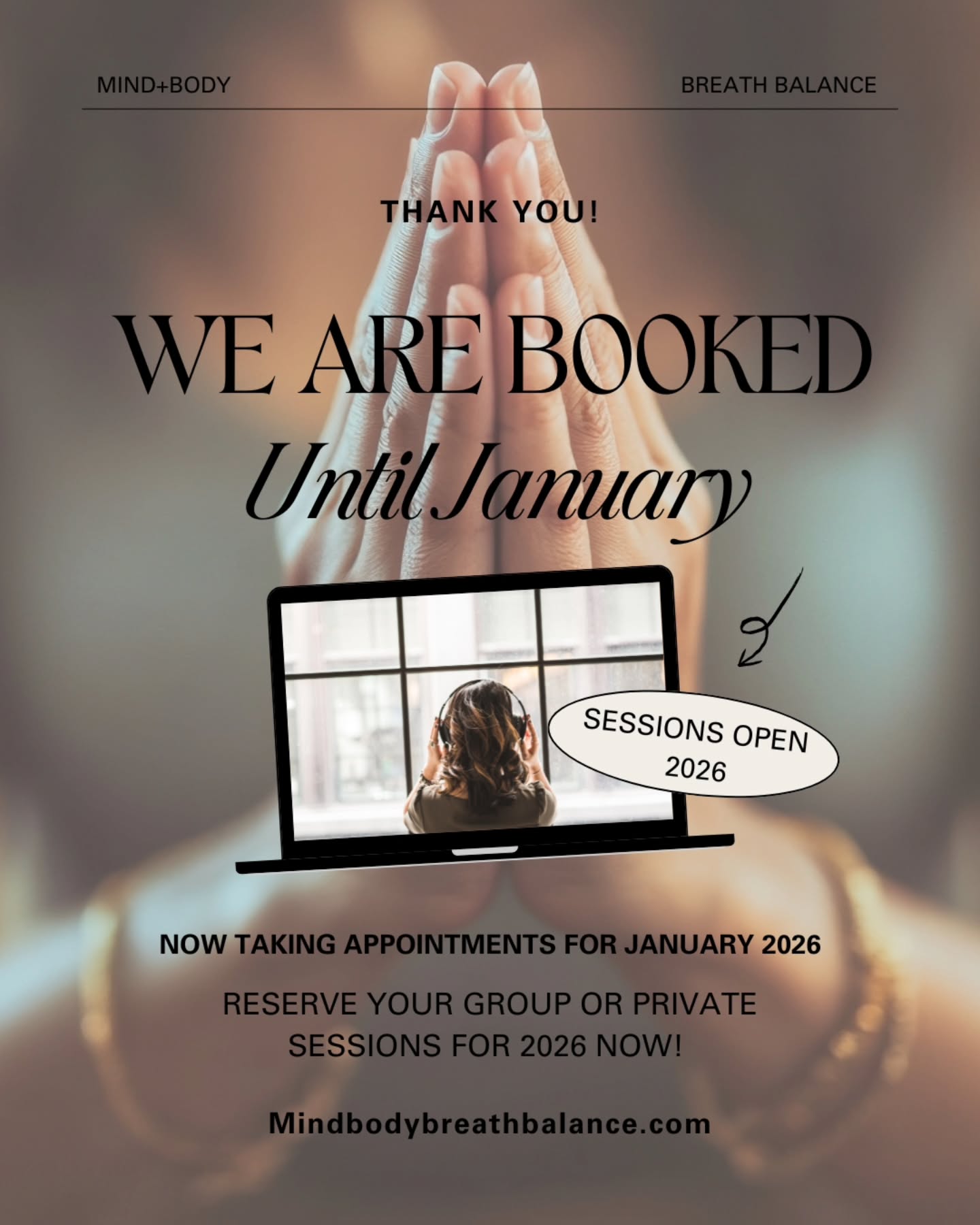 ✨ Fully Booked Until 2026 ✨
I’m deeply grateful to share that my private and group 9D Breathwork sessions are now fully booked through the end of 2025.
Thank you for trusting me with this work, for breathing with me, and for allowing me to bring these transformative journeys into our community.
🔒 My calendar is officially closed for the remainder of this year.
📅 I am now taking reservations for private one-on-one and group sessions in 2026.
If you’d like to secure your space, you can reserve in advance, and if you’d like to stay connected for future events, workshops, or collaborations, I encourage you to join my mailing list or keep an eye on this space. ✨️
This is more than a schedule update. It’s a celebration of the power of this work and the way it continues to ripple outward. I can’t wait to see what we create together in 2026.
💫 With gratitude,
Elizabeth