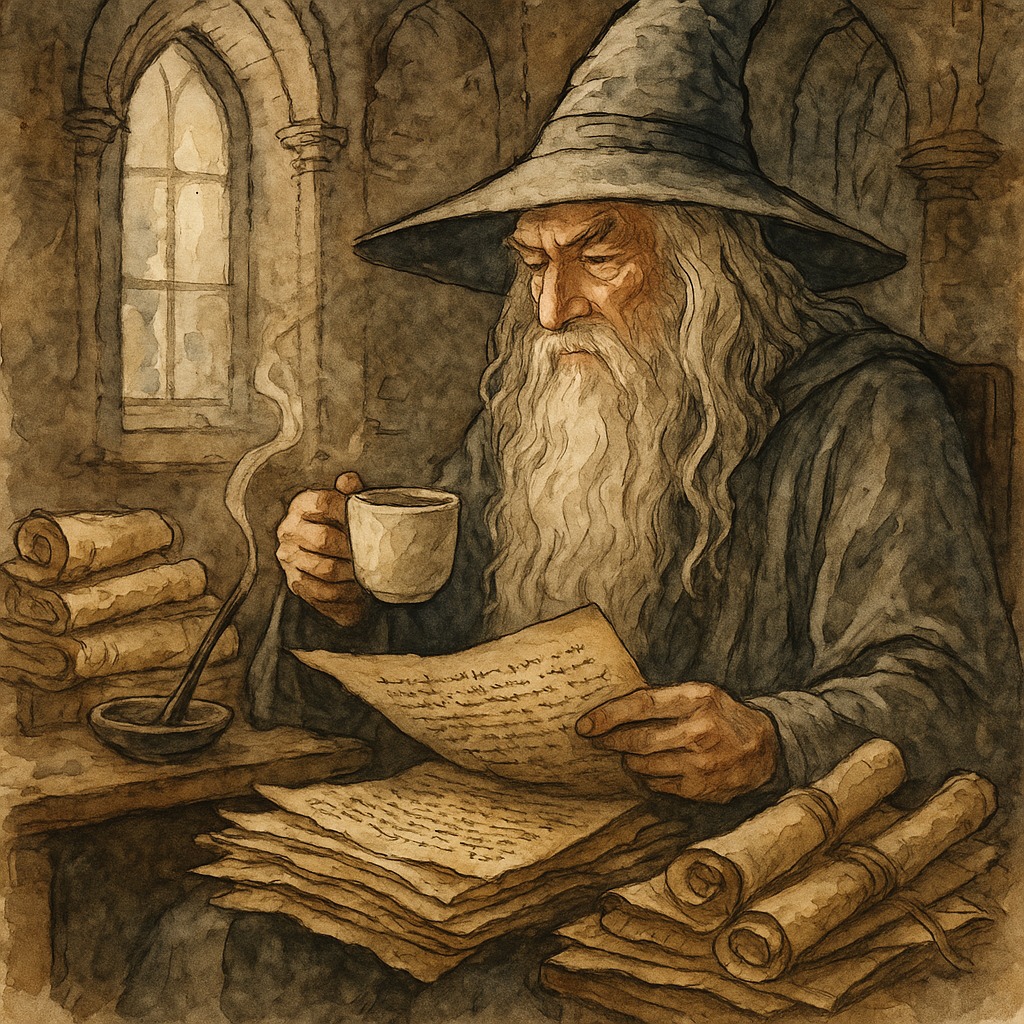 Happy International Coffee Day from Beyond the Brandywine!
Did you know that Tolkien only mentions coffee in Chapter 1 of The Hobbit? No sign of it anywhere else in Lord of the Rings or his other works.
Tolkien actually considered removing it entirely but decided to keep coffee in Middle-earth, imagining it reached the Shire through Gondor's trade routes from distant lands.
New episodes of the podcast are brewing! Stay tuned for our latest drop next Monday, 06 October.
🎙️ www.beyondthebrandywine.com