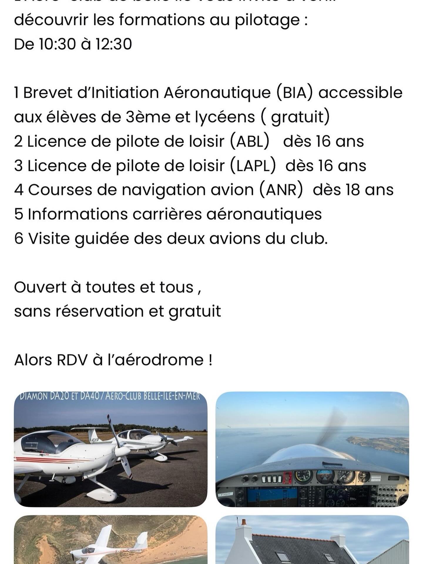 Les JPO de de l’aéroclub c’est ce week-end !
Venez nombreux nous rendre visite, curieux et futurs pilotes, venez rencontrer l’équipe et découvrir nos avions de dernière génération! 🤗🛫☀️